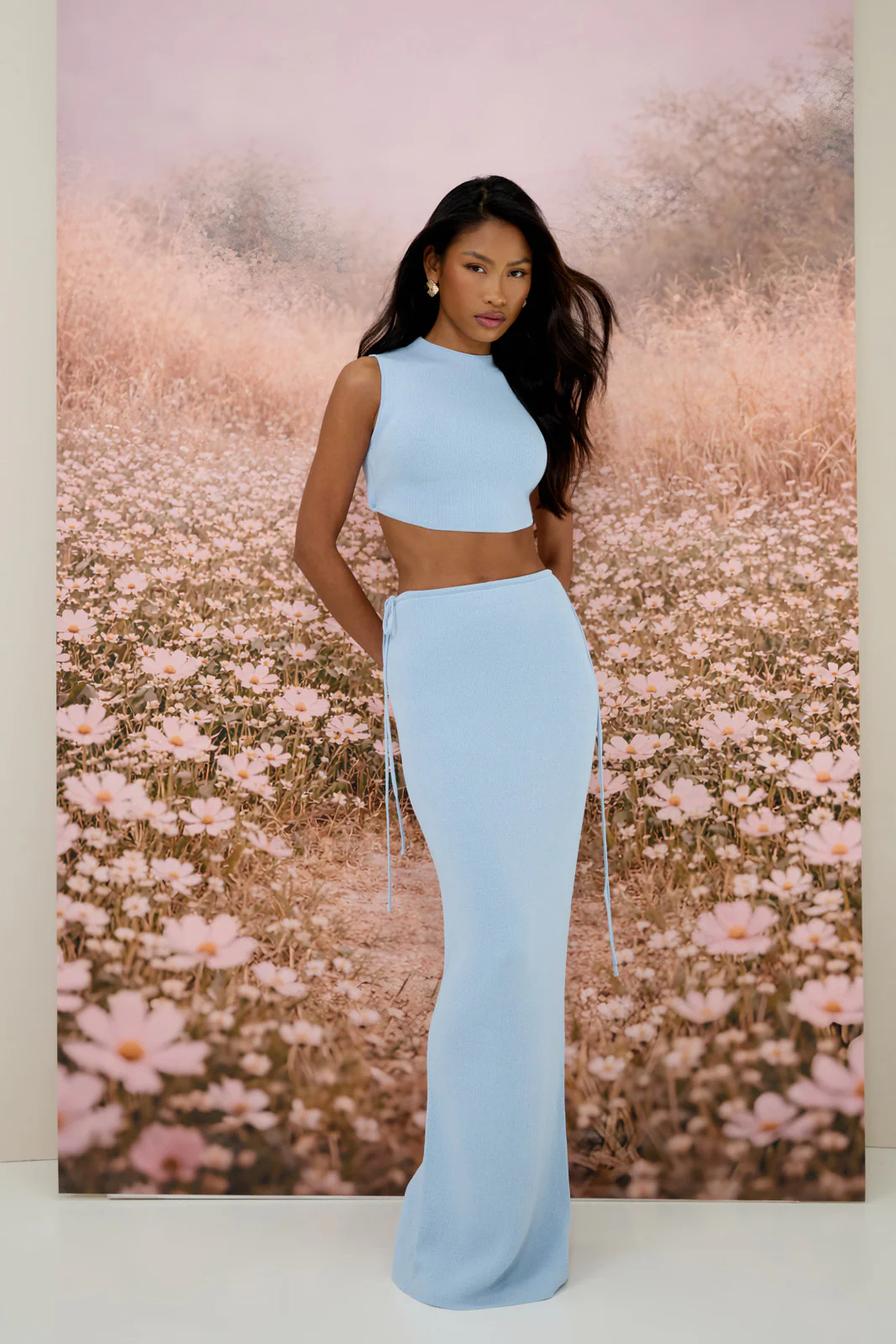 SIENNA SLEEVELESS KNITTED TOP WITH OPEN BACK BUTTON DETAIL | BABY BLUE - Image 7