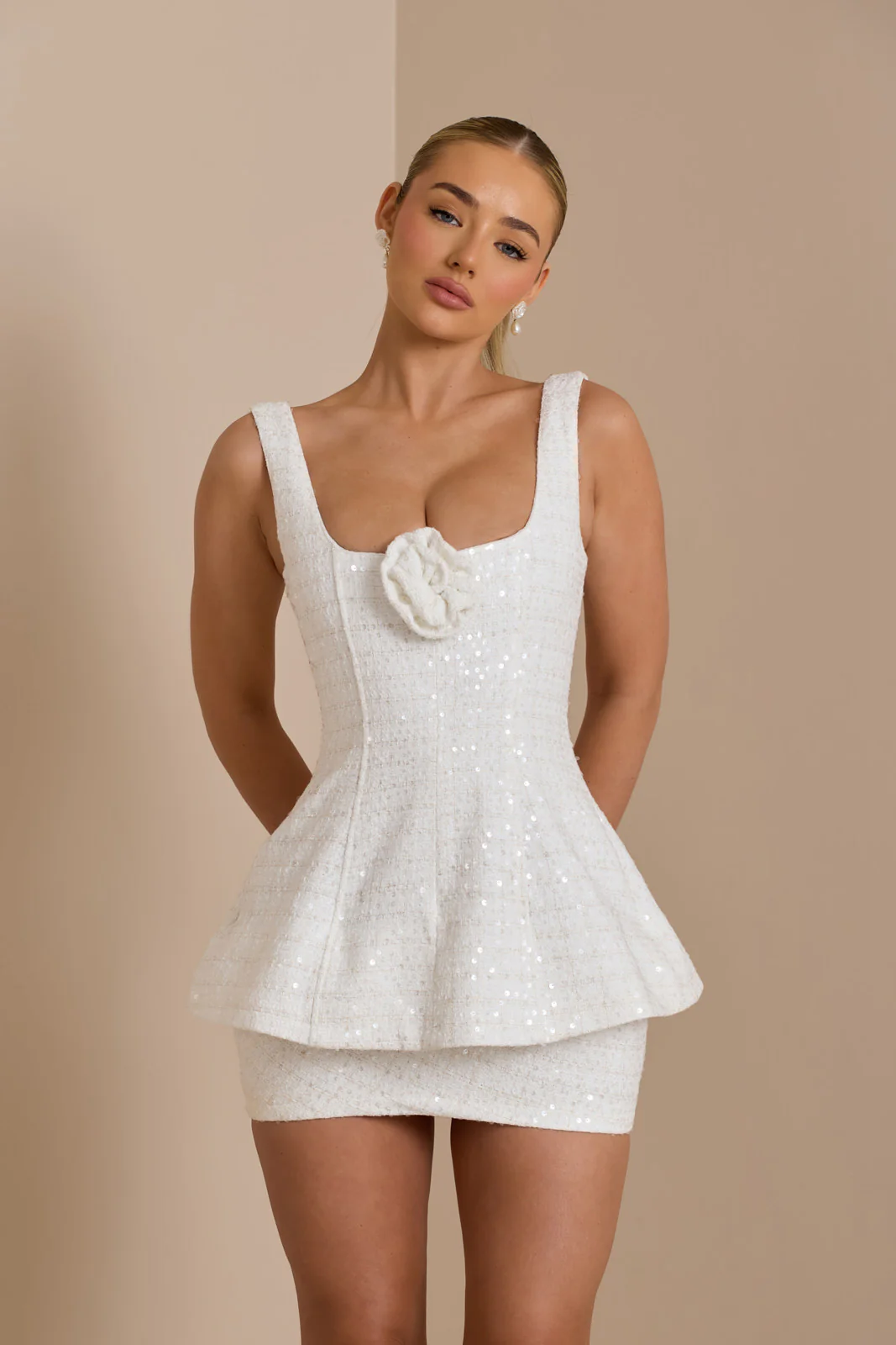 SOFIA MINI DRESS | WHITE GLOSS - Image 15