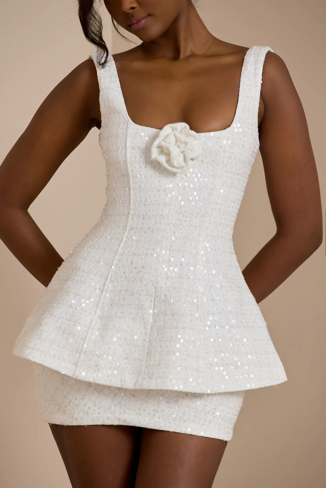 SOFIA MINI DRESS | WHITE GLOSS - Image 4