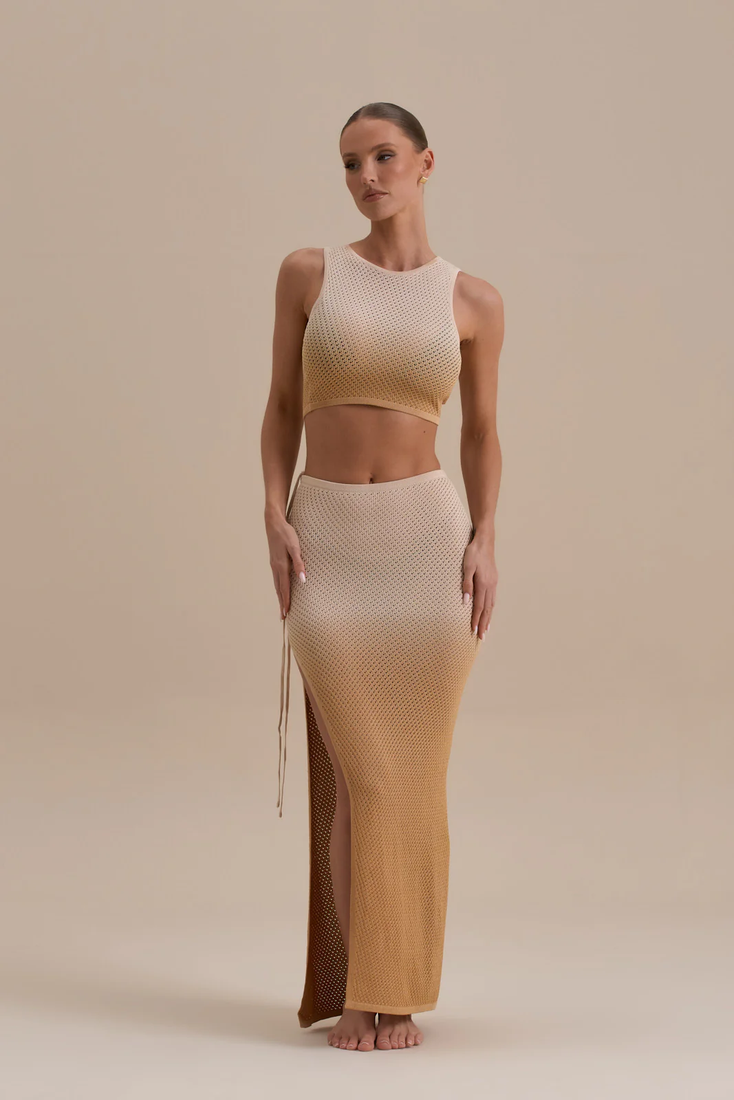 SOLSTICE CROCHET CO-ORD | SAND OMBRE - SALE