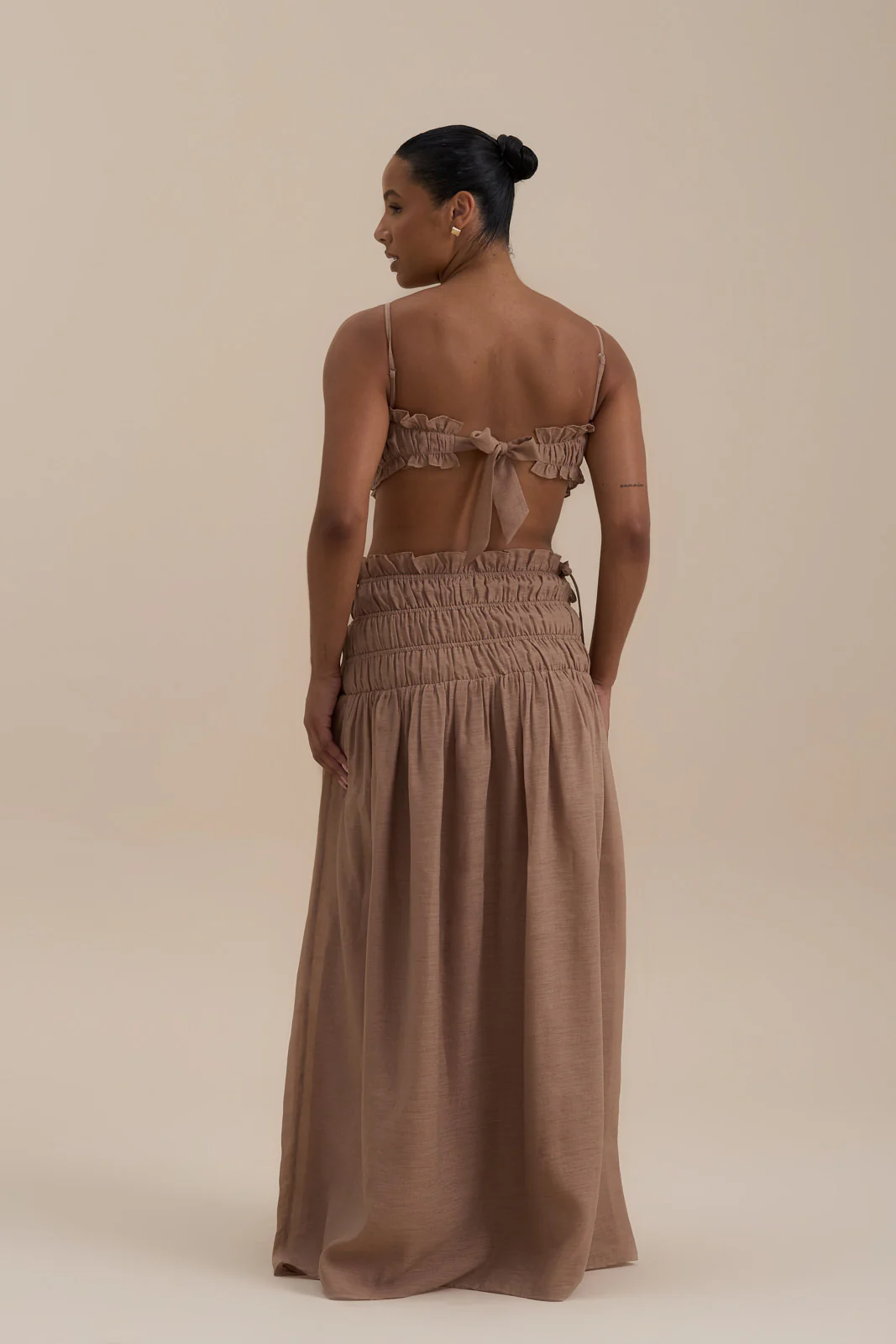 SOULIE RUCHED TIE BACK BRALETTE TOP | MOCHA MOUSSE - Image 11