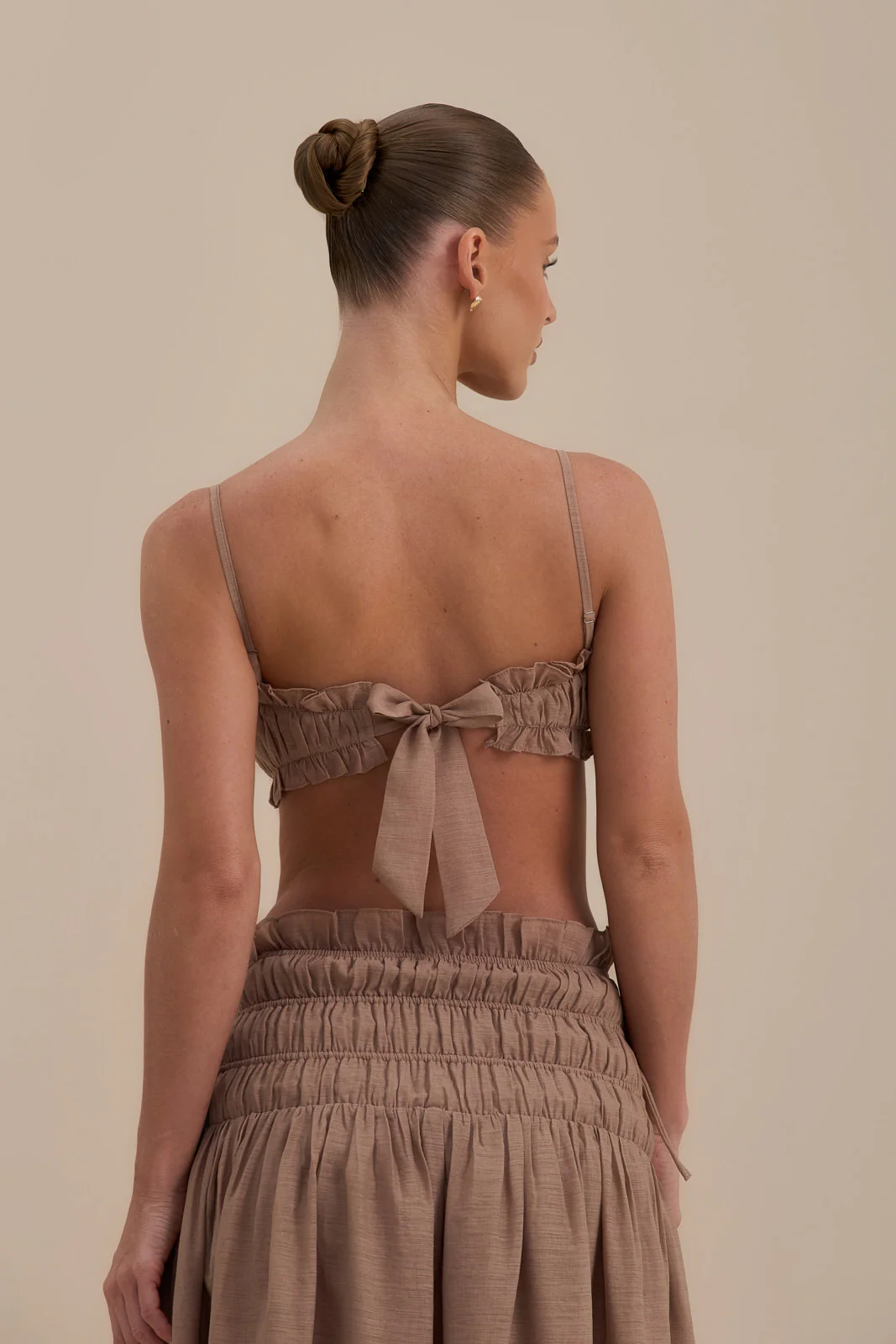 SOULIE RUCHED TIE BACK BRALETTE TOP | MOCHA MOUSSE - Image 5