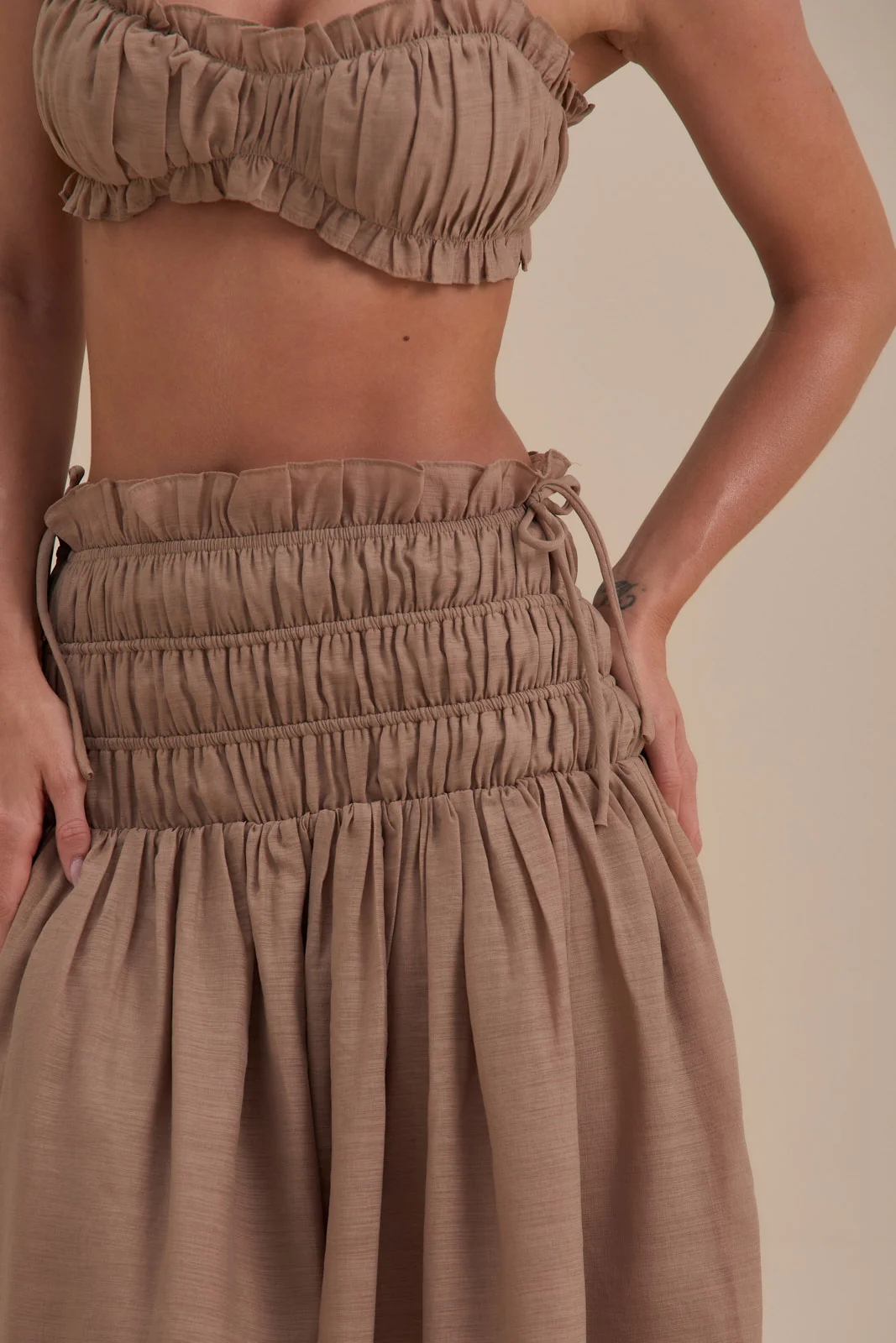 SOULIE RUCHED TIE BACK BRALETTE TOP | MOCHA MOUSSE - Image 7
