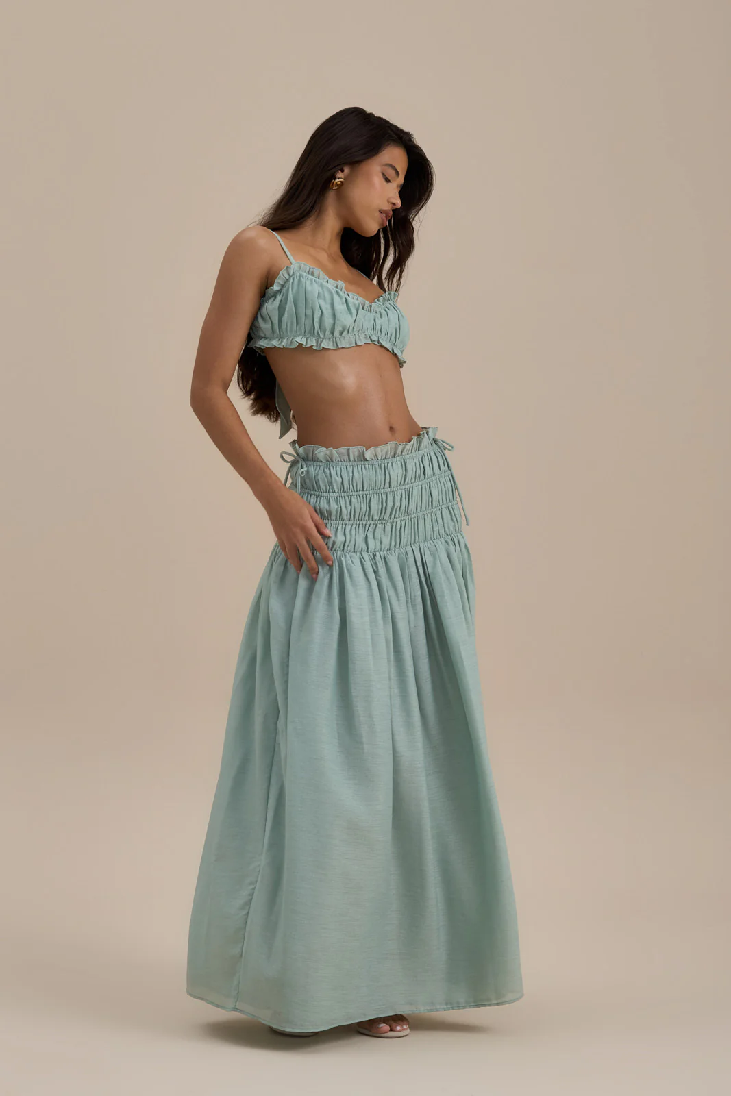 SOULIE RUCHED TIE BACK BRALETTE TOP | SAGE - Image 3