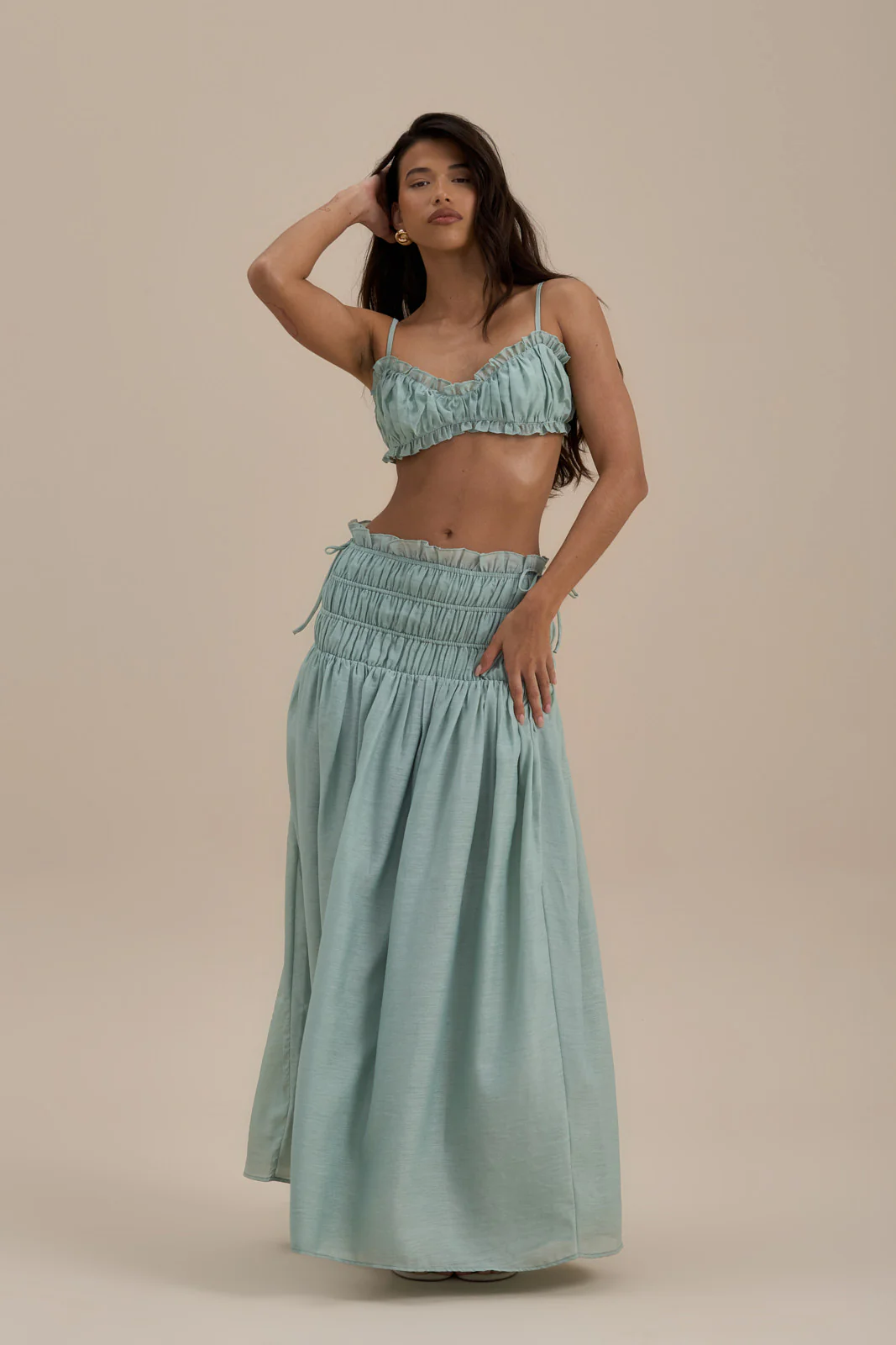 SOULIE RUCHED TIE BACK BRALETTE TOP | SAGE - Image 4