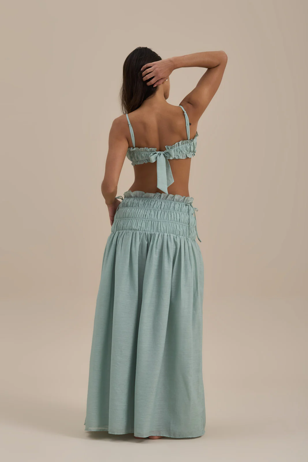 SOULIE SHIRRED WAIST MAXI SKIRT | SAGE - Image 10