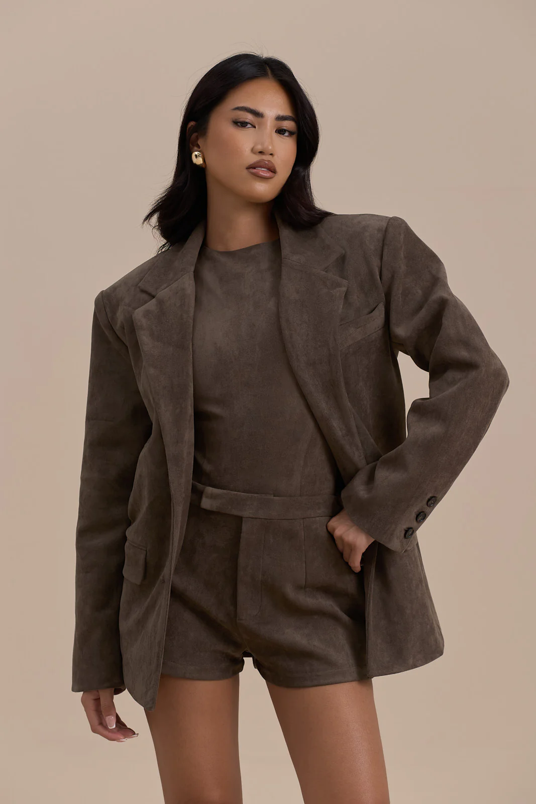 SUEDE BLAZER | DARK TAUPE - SALE - Image 13