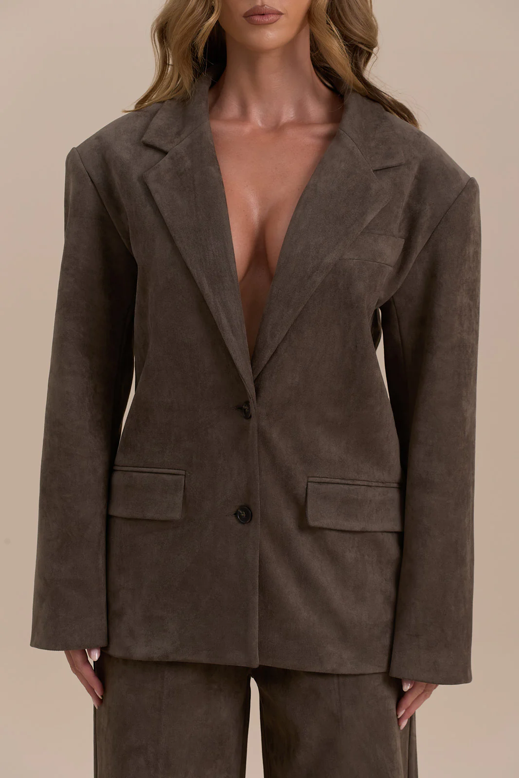 SUEDE BLAZER | DARK TAUPE - SALE - Image 3