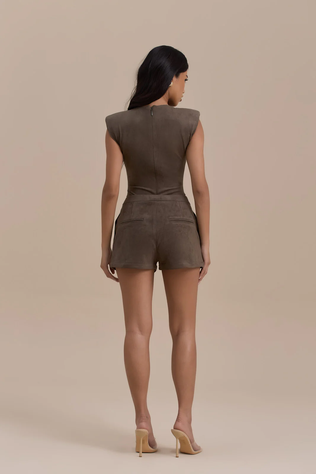 SUEDE BODYSUIT | DARK TAUPE - Image 3