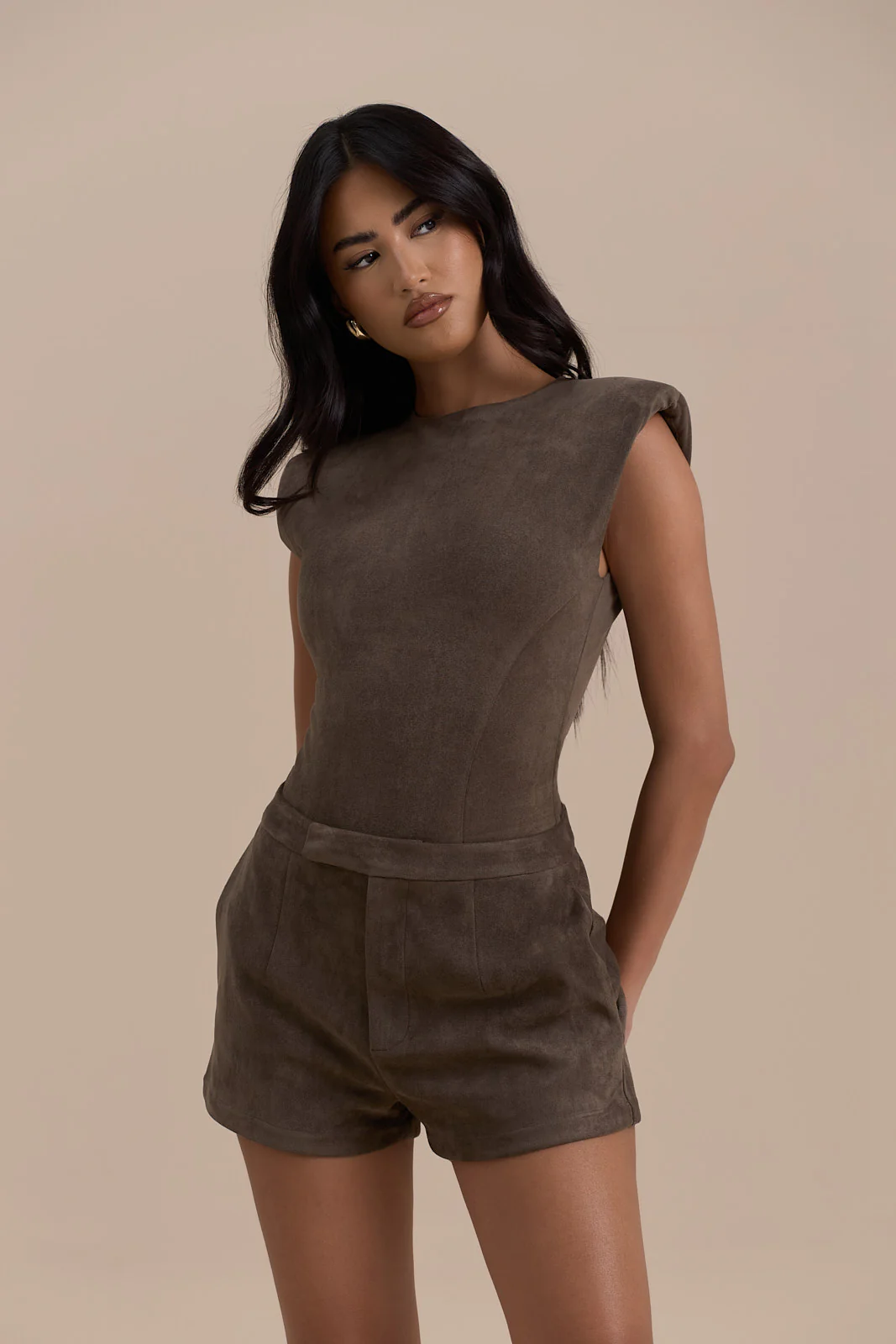 SUEDE BODYSUIT | DARK TAUPE - Image 5
