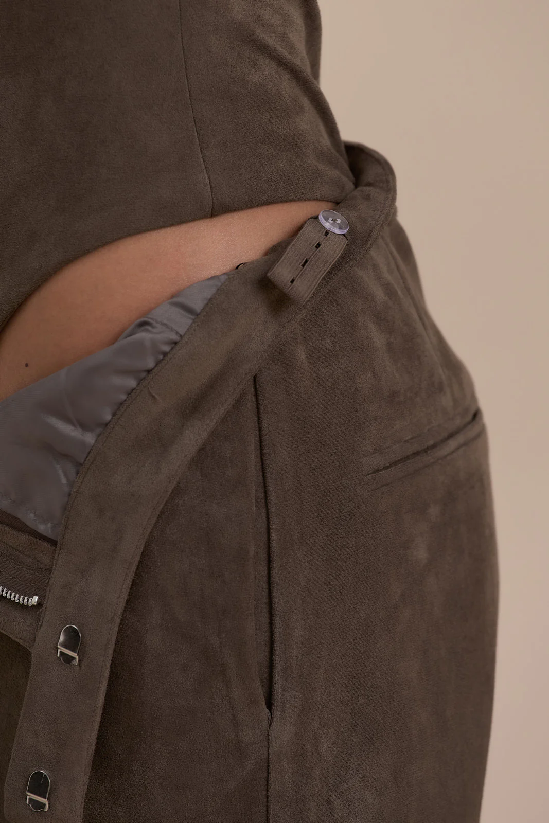 SUEDE TROUSERS | DARK TAUPE - SALE - Image 3