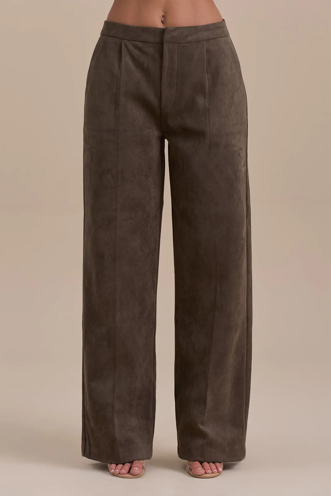 SUEDE TROUSERS | DARK TAUPE - SALE - Image 5