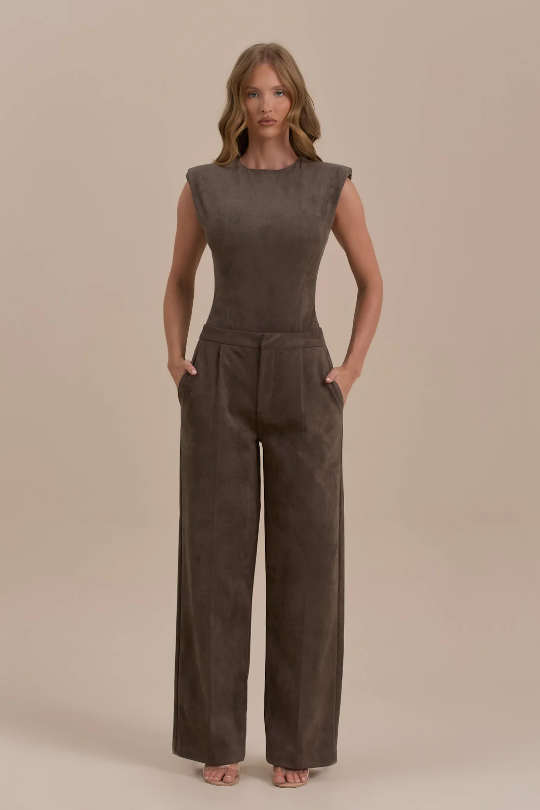 SUEDE TROUSERS | DARK TAUPE - SALE - Image 6