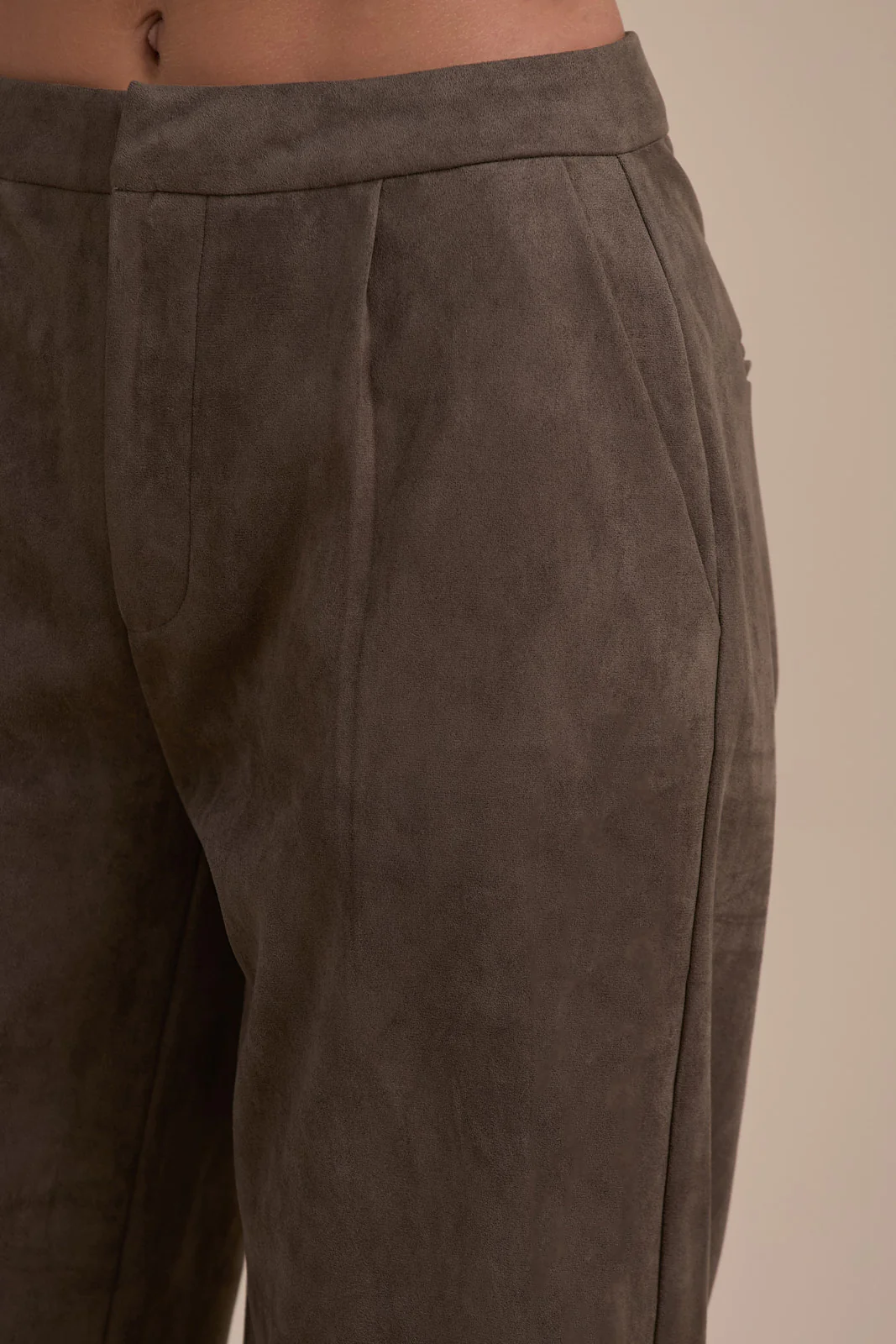 SUEDE TROUSERS | DARK TAUPE - SALE - Image 7
