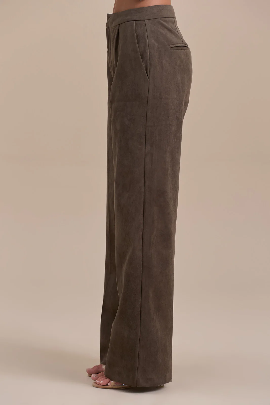 SUEDE TROUSERS | DARK TAUPE - SALE - Image 8