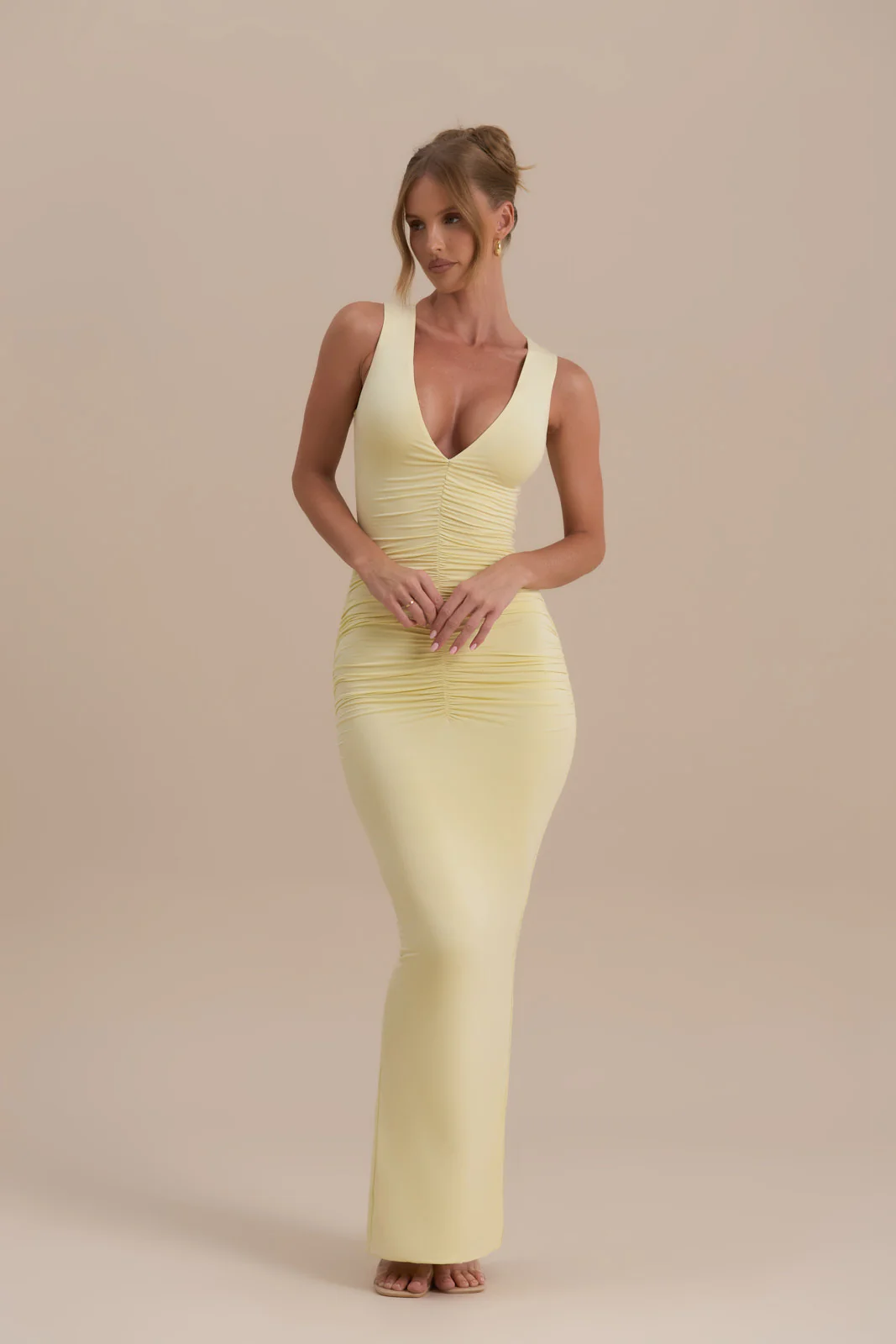 TATE SLEEVELESS MAXI DRESS | LEMON - Image 3
