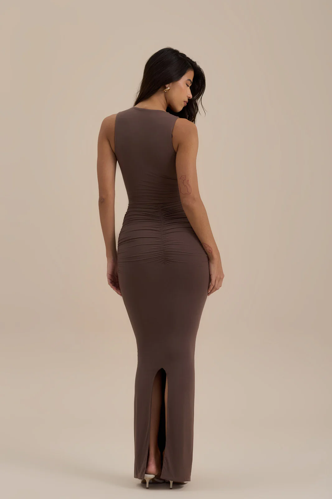 TATE SLEEVELESS MAXI DRESS | MOCHA MOUSSE - Image 3