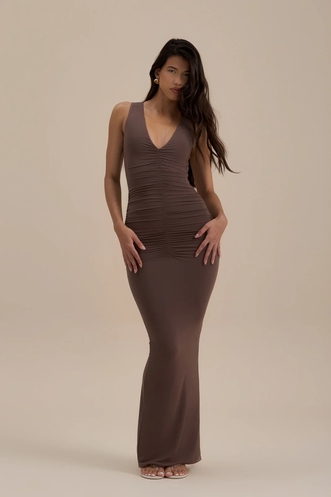 TATE SLEEVELESS MAXI DRESS | MOCHA MOUSSE - Image 7