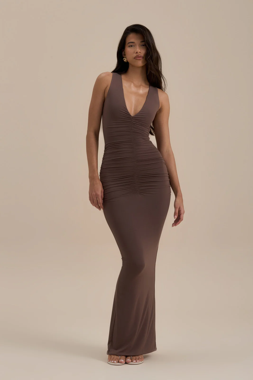 TATE SLEEVELESS MAXI DRESS | MOCHA MOUSSE - Image 8