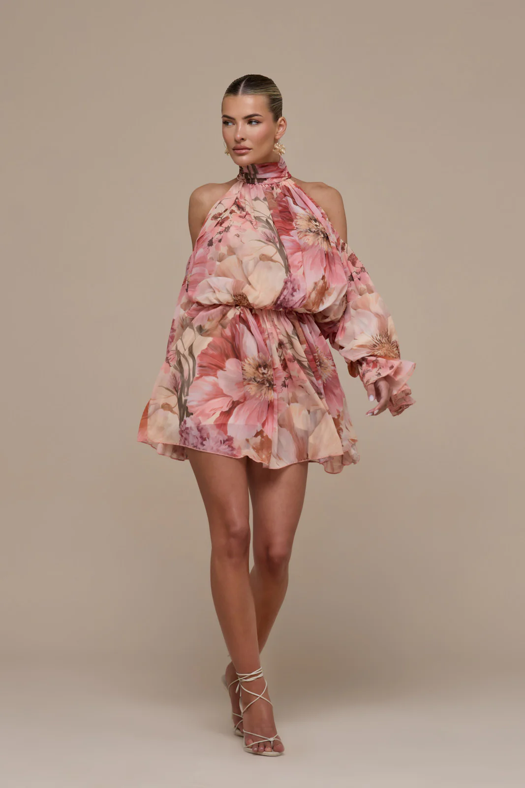 UNA HALTER NECK MINI DRESS | FLORAL PRINT