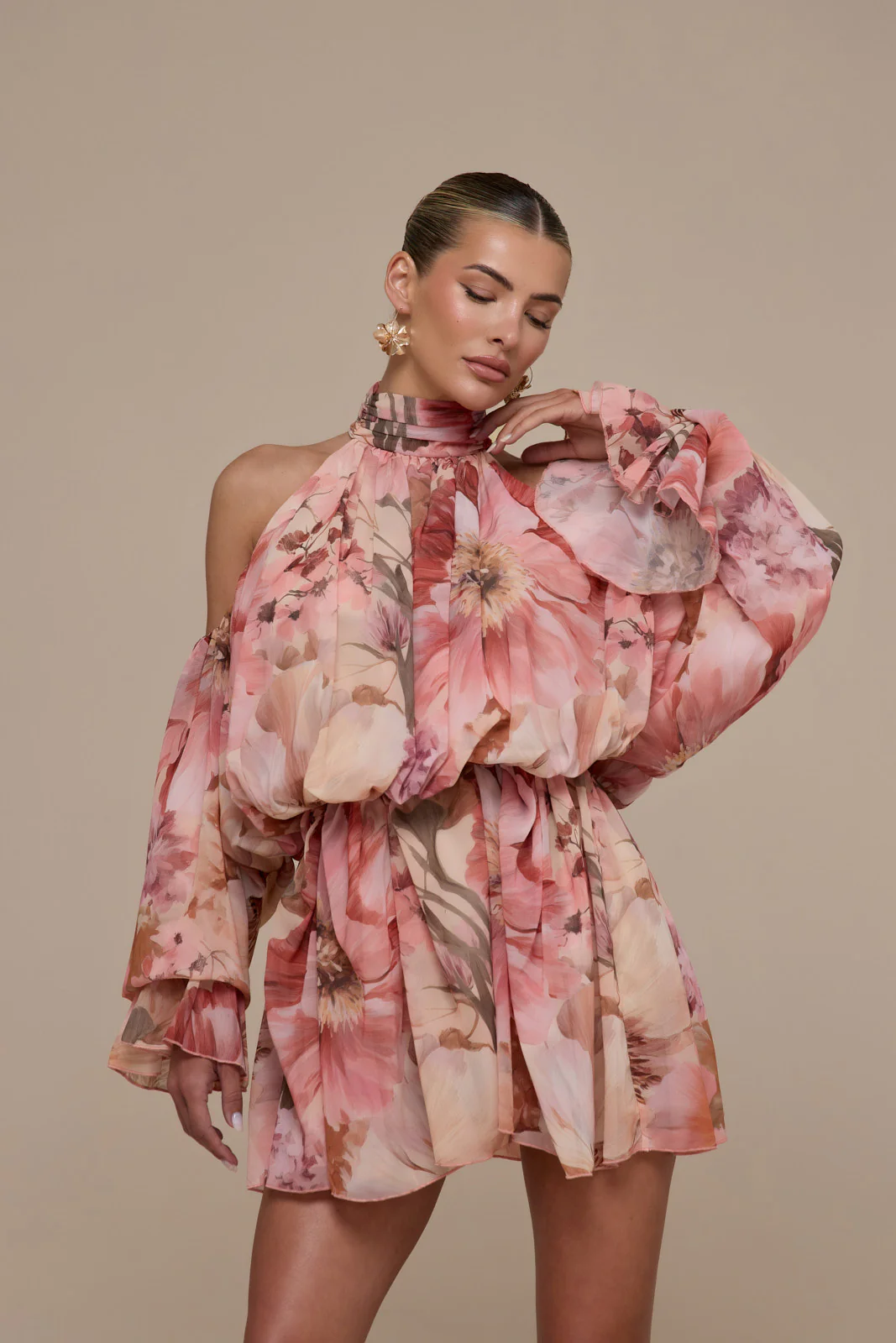 UNA HALTER NECK MINI DRESS | FLORAL PRINT - Image 13