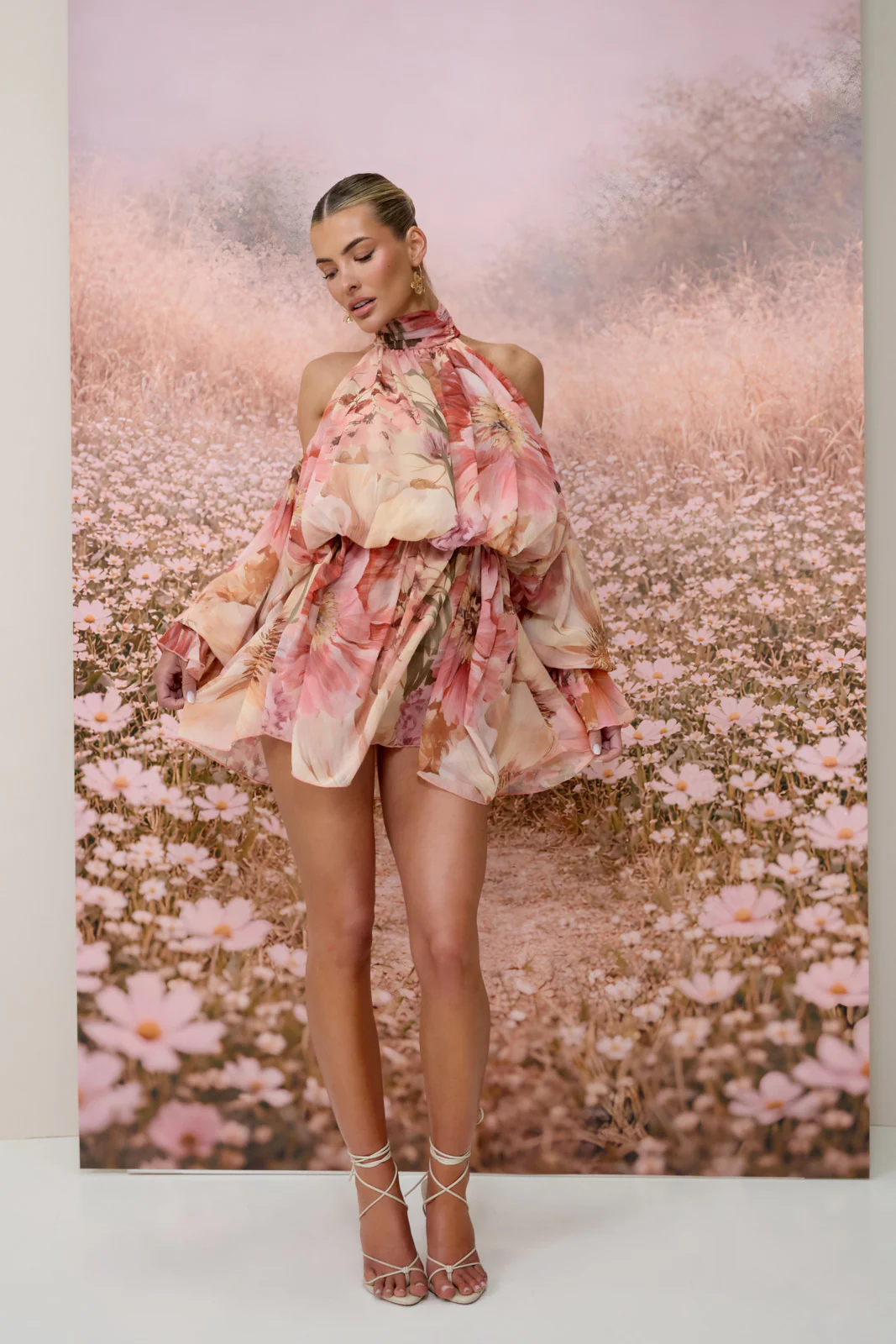 UNA HALTER NECK MINI DRESS | FLORAL PRINT - Image 4