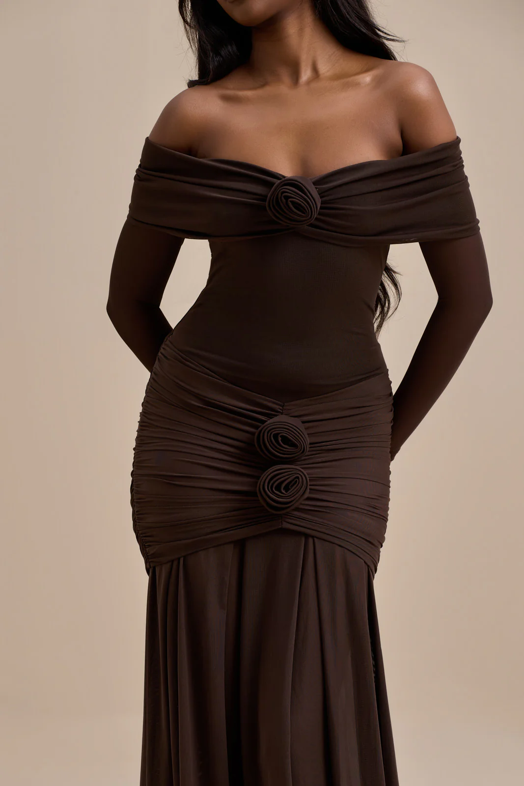 VIVIENNE BARDOT MAXI DRESS | CHOCOLATE - SALE - Image 13