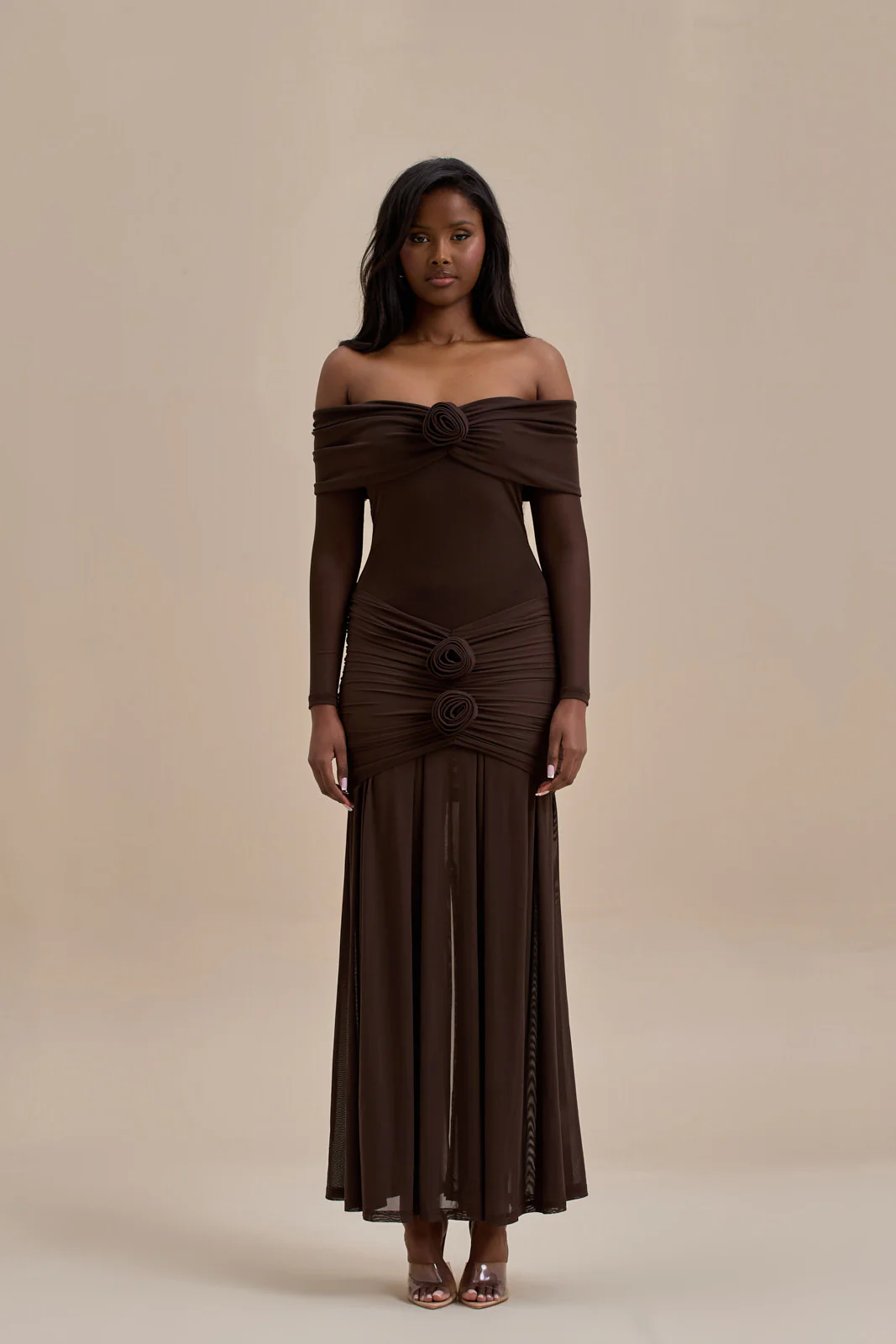 VIVIENNE BARDOT MAXI DRESS | CHOCOLATE - SALE - Image 15
