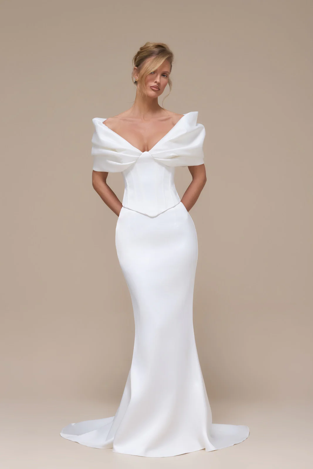 VIVIENNE HIGH WAIST MERMAID SKIRT WITH TRAIN | IVORY - Image 11