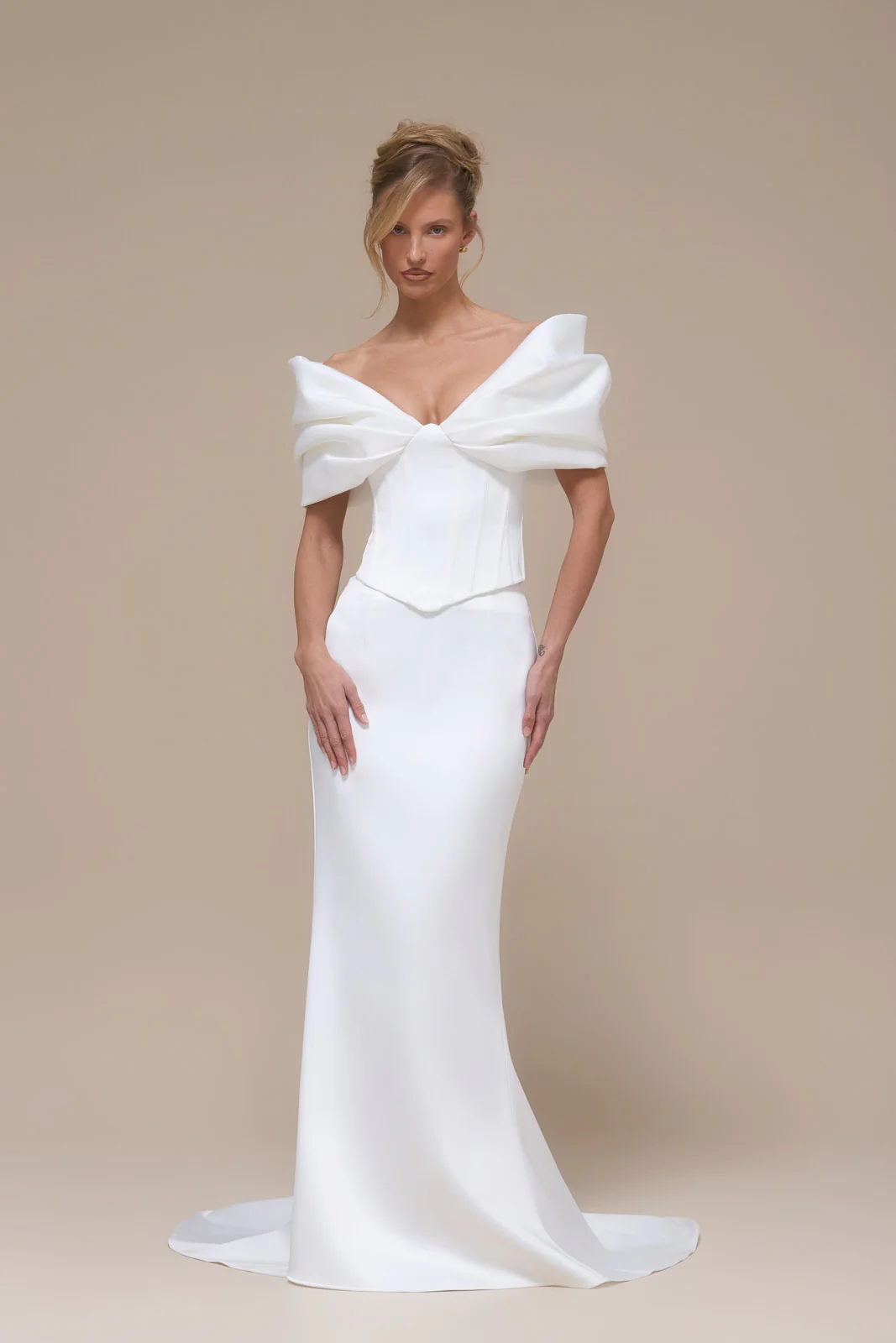 VIVIENNE HIGH WAIST MERMAID SKIRT WITH TRAIN | IVORY - Image 5