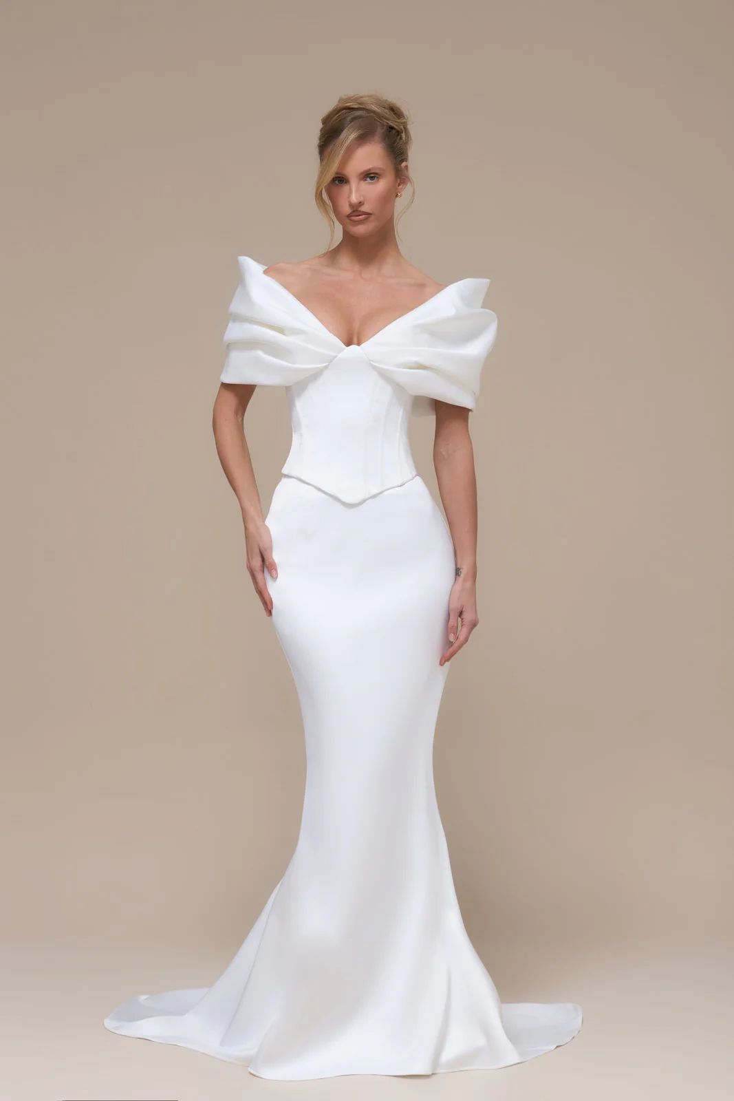 VIVIENNE HIGH WAIST MERMAID SKIRT WITH TRAIN | IVORY - Image 6