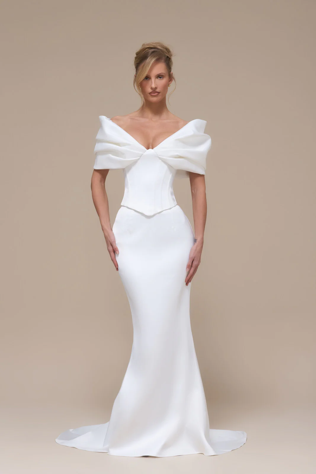 VIVIENNE HIGH WAIST MERMAID SKIRT WITH TRAIN | IVORY - Image 9