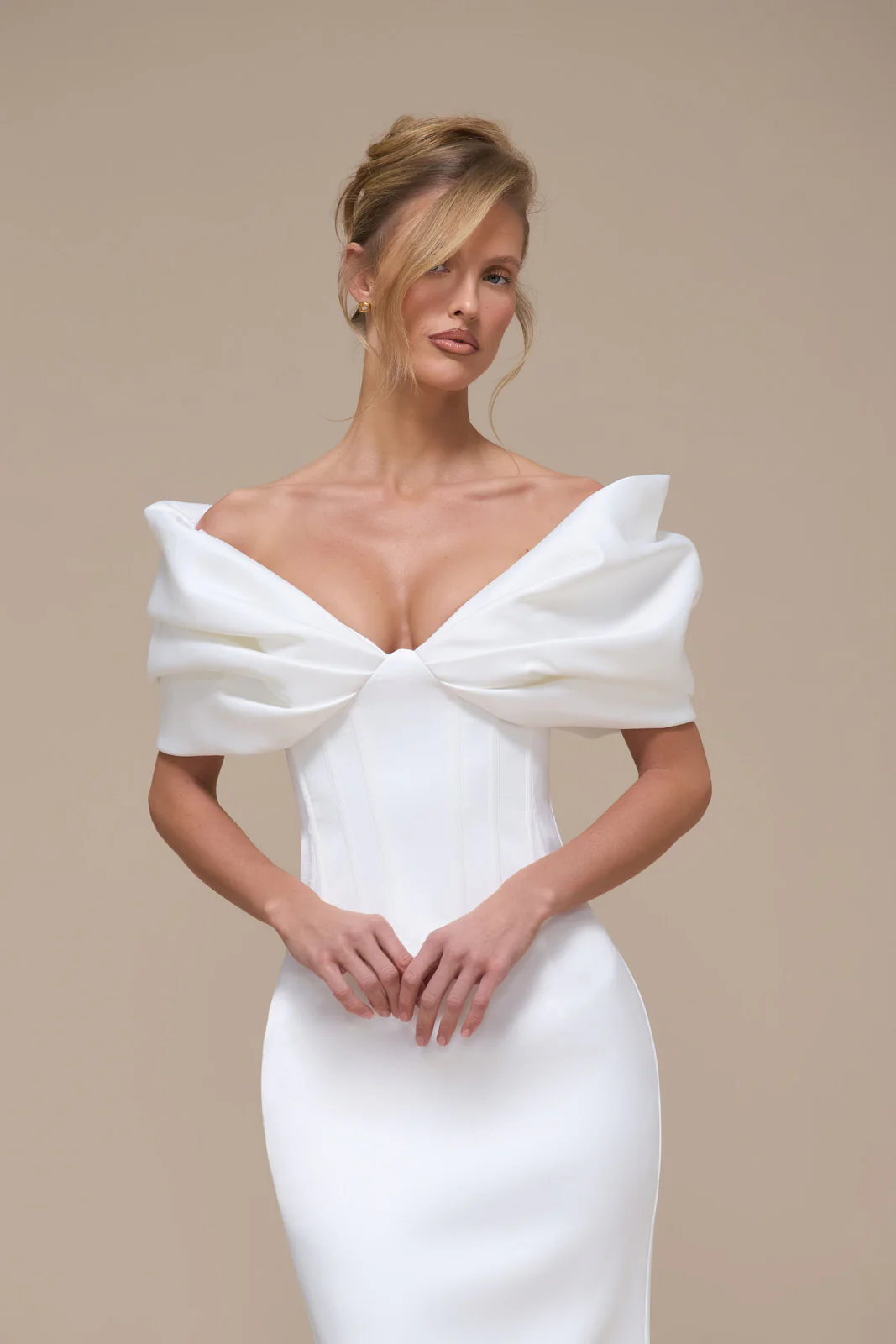 VIVIENNE OFF SHOULDER GATHERED CORSET | IVORY - Image 10