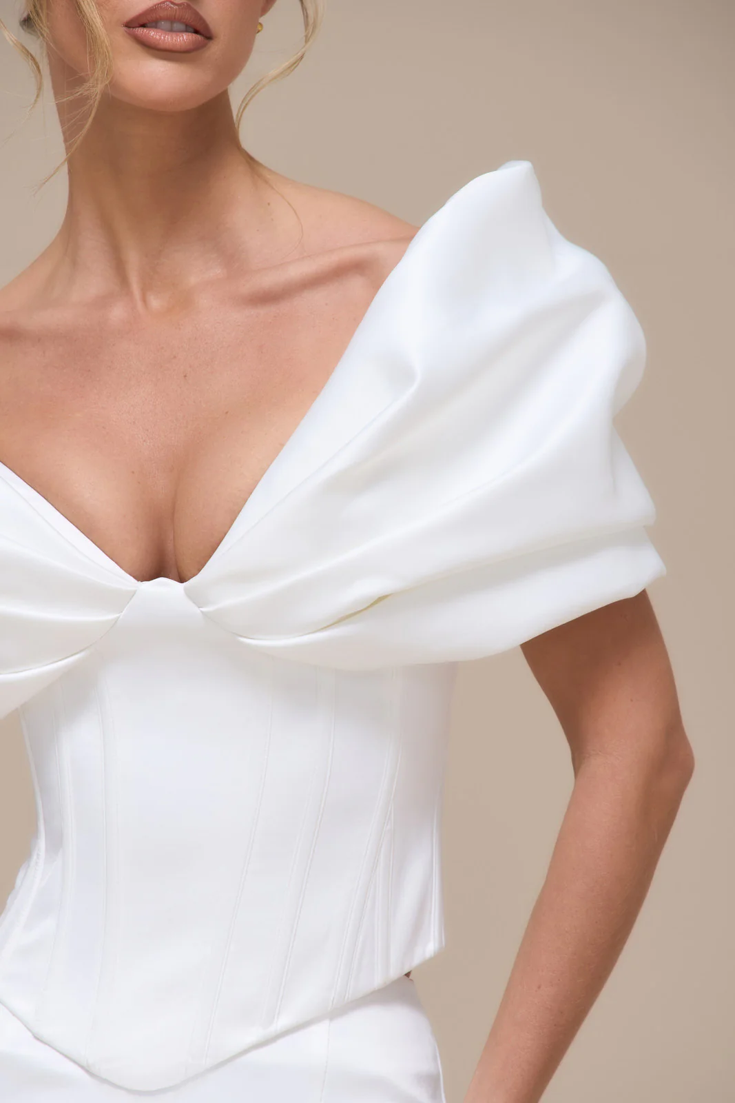 VIVIENNE OFF SHOULDER GATHERED CORSET | IVORY - Image 11