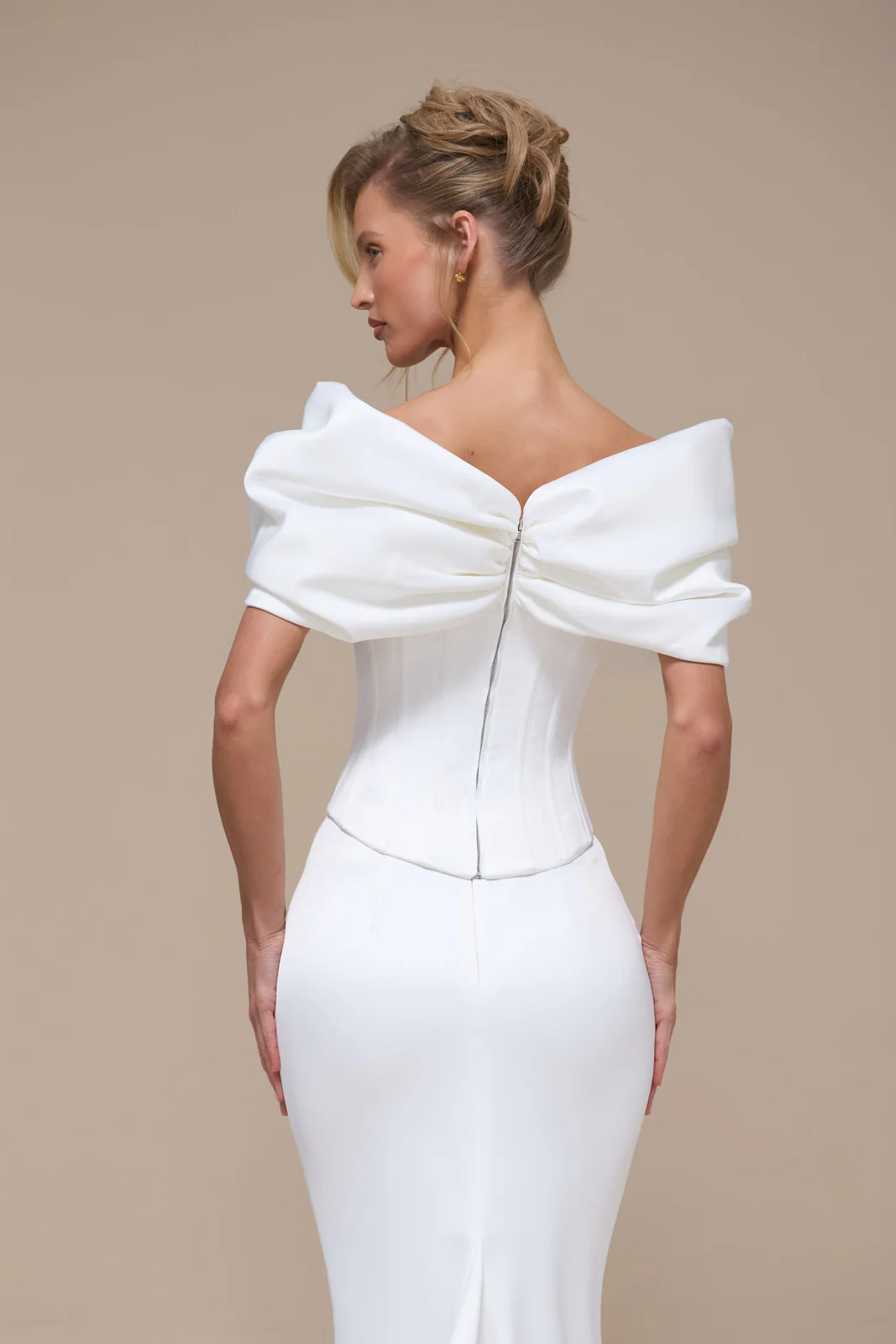VIVIENNE OFF SHOULDER GATHERED CORSET | IVORY - Image 3