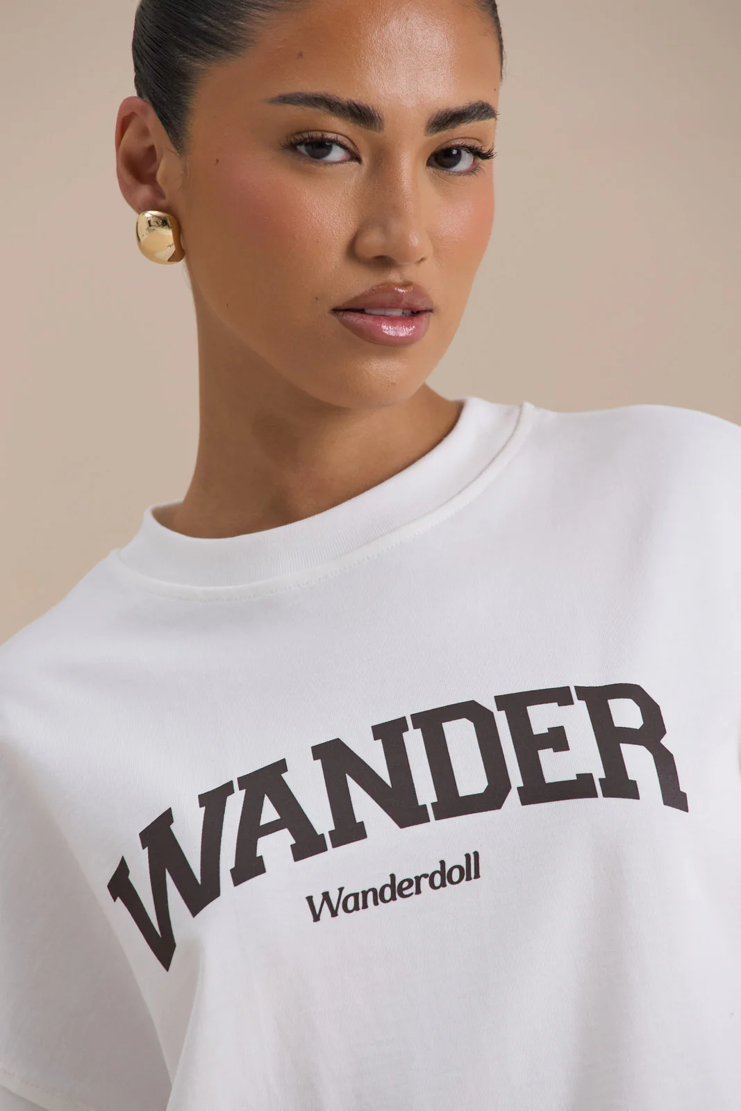 WANDER OVERSIZED T-SHIRT | WHITE + CHOCOLATE - SALE - Image 4