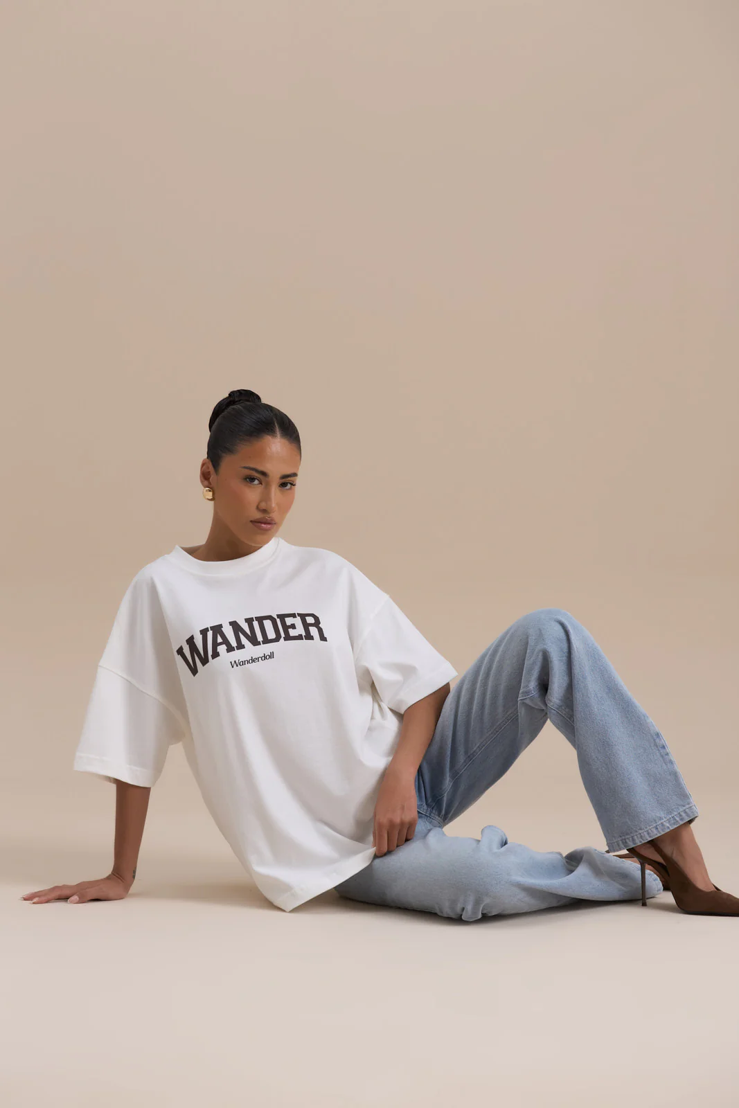 WANDER OVERSIZED T-SHIRT | WHITE + CHOCOLATE - SALE - Image 7