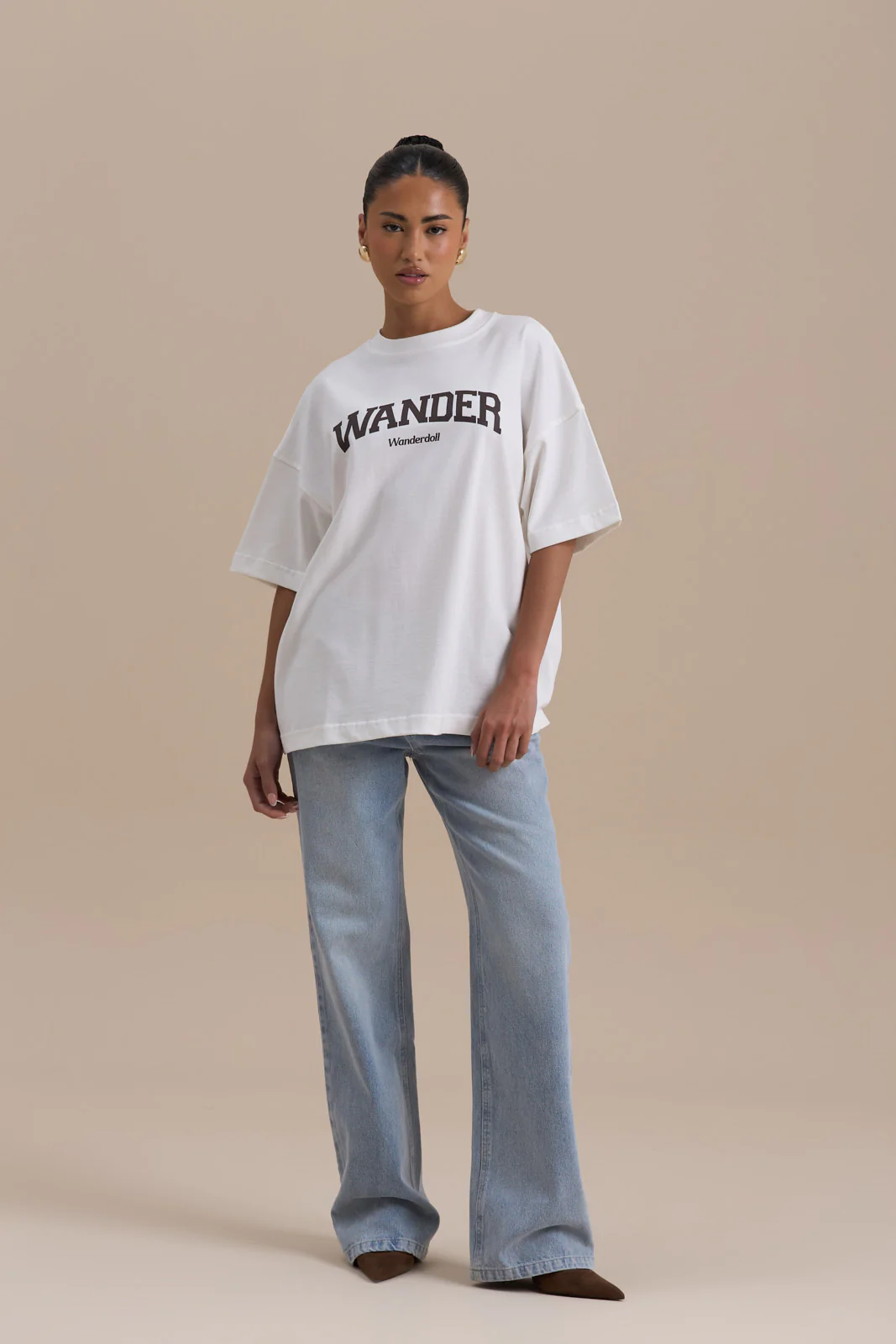 WANDER OVERSIZED T-SHIRT | WHITE + CHOCOLATE - SALE - Image 8