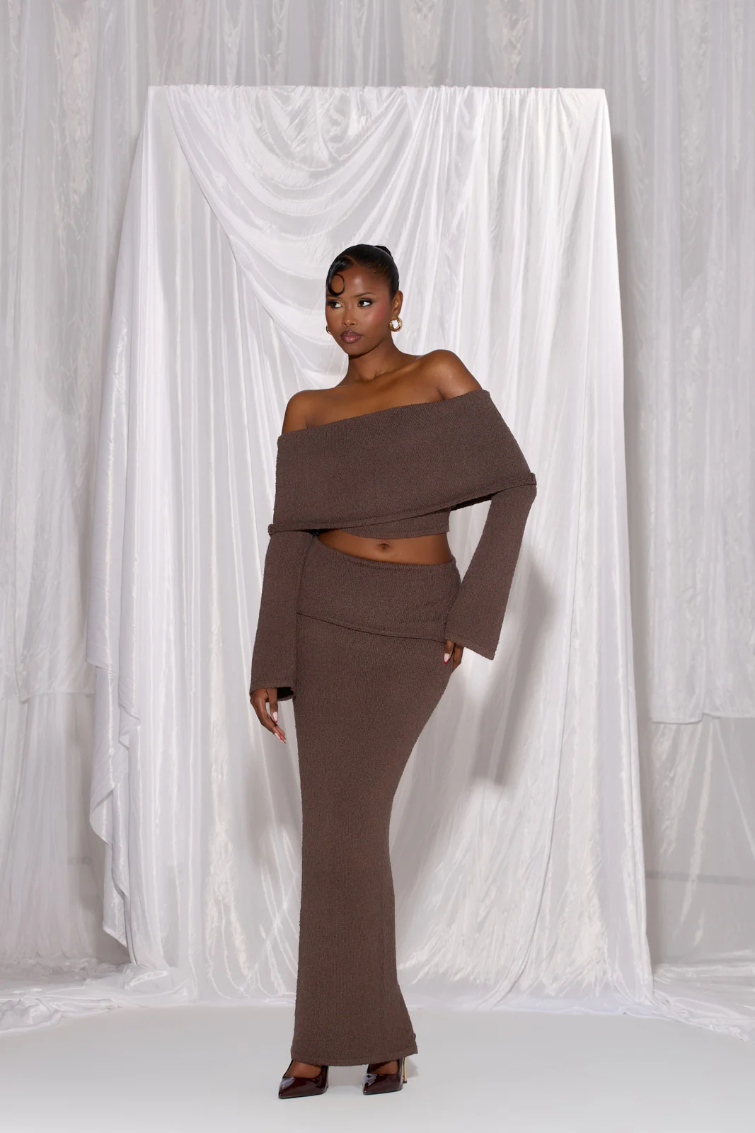 YASMIN BOUCLE KNIT CO-ORD | CHOCOLATE - Image 11
