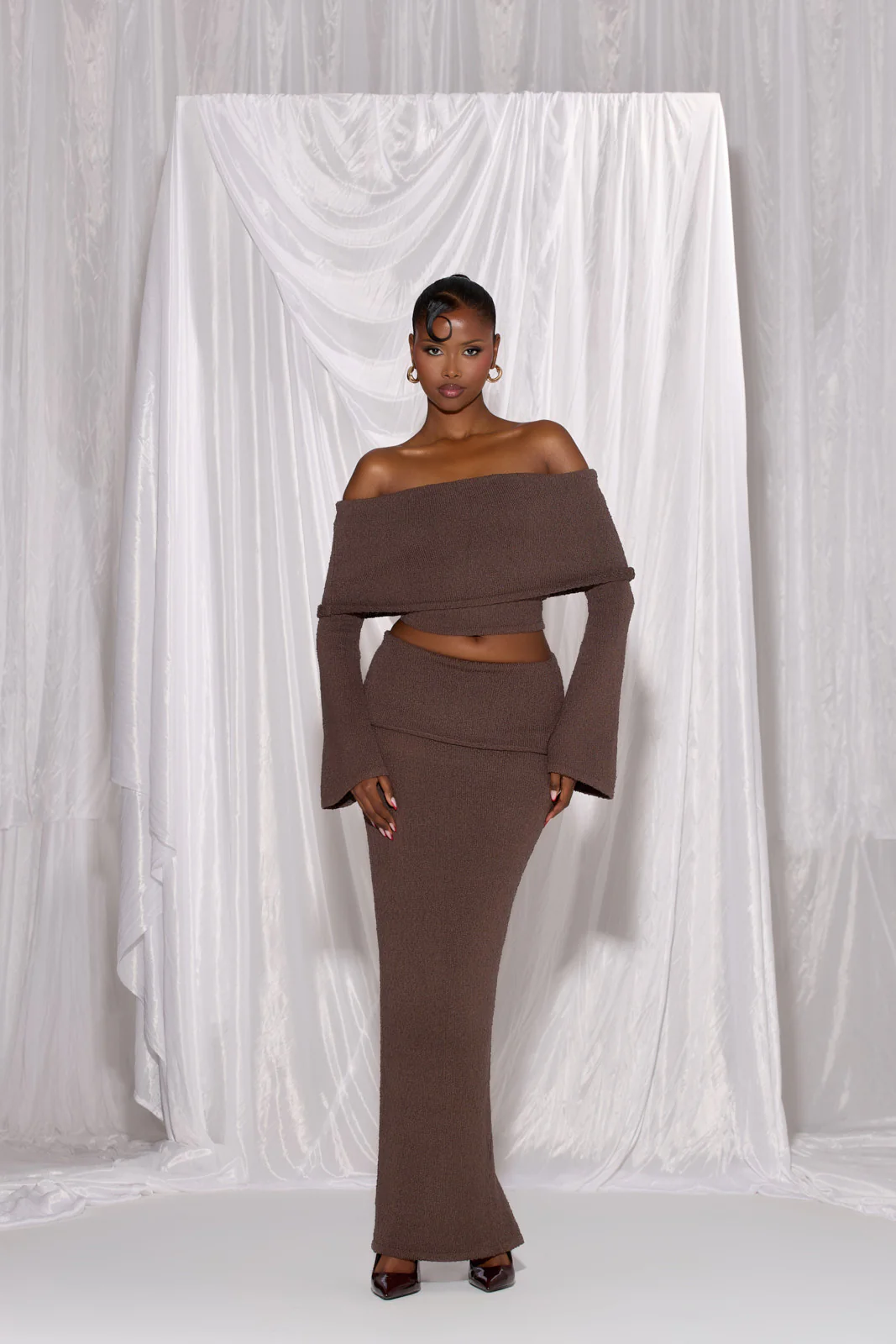 YASMIN BOUCLE KNIT CO-ORD | CHOCOLATE - Image 8