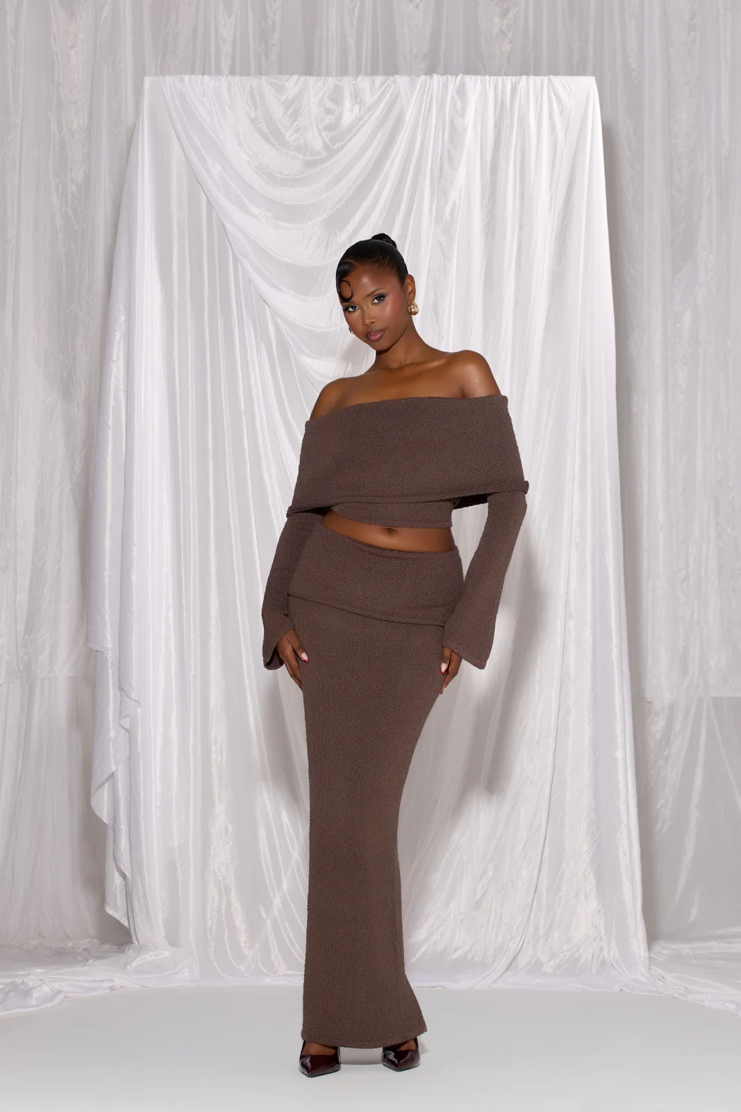 YASMIN BOUCLE KNIT CO-ORD | CHOCOLATE - Image 9