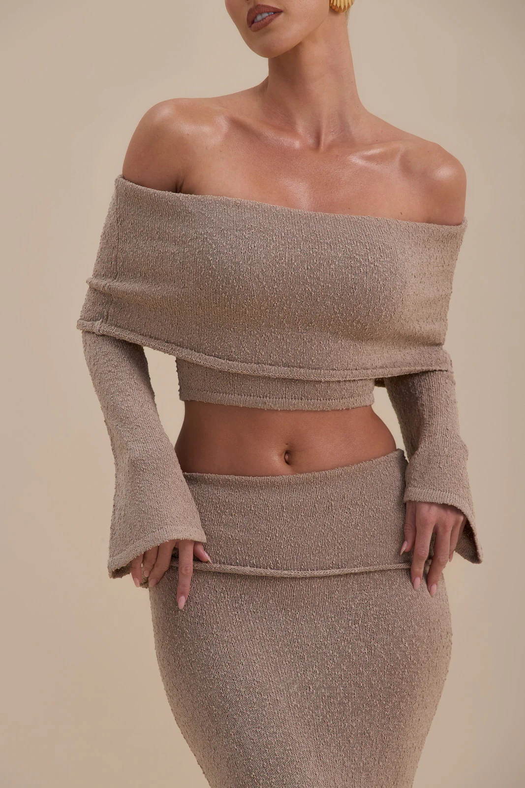 YASMIN BOUCLE KNIT CO-ORD | LATTE - Image 5