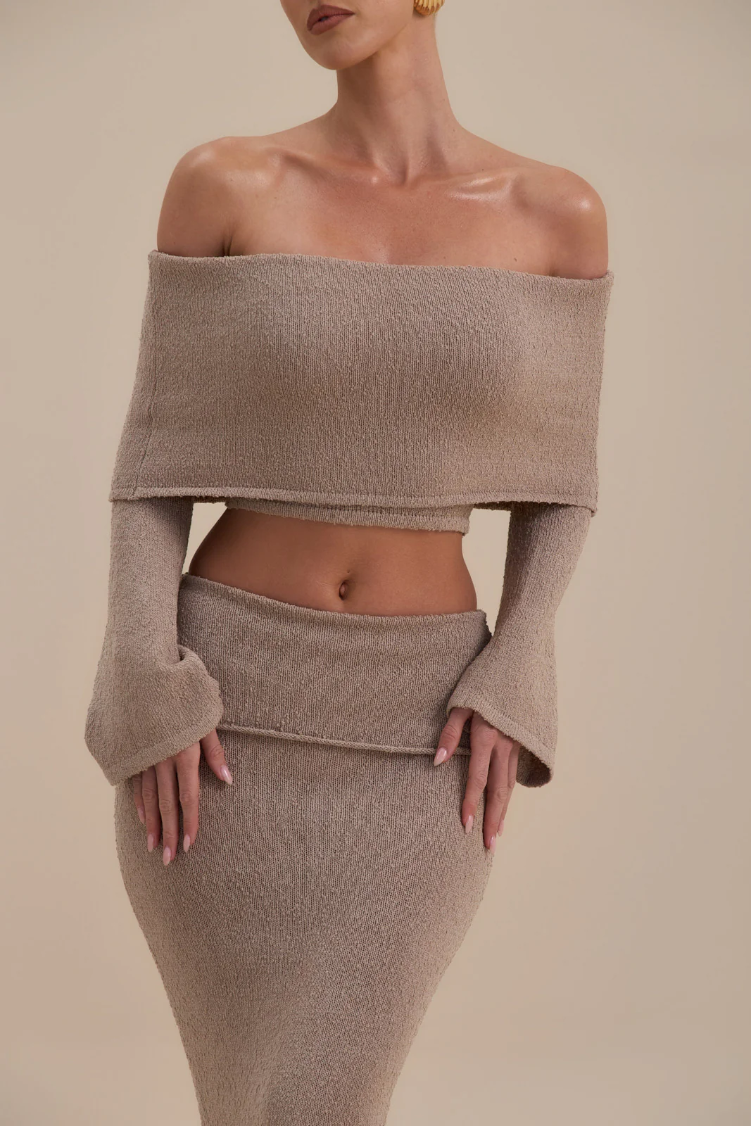 YASMIN BOUCLE KNIT CO-ORD | LATTE - Image 8