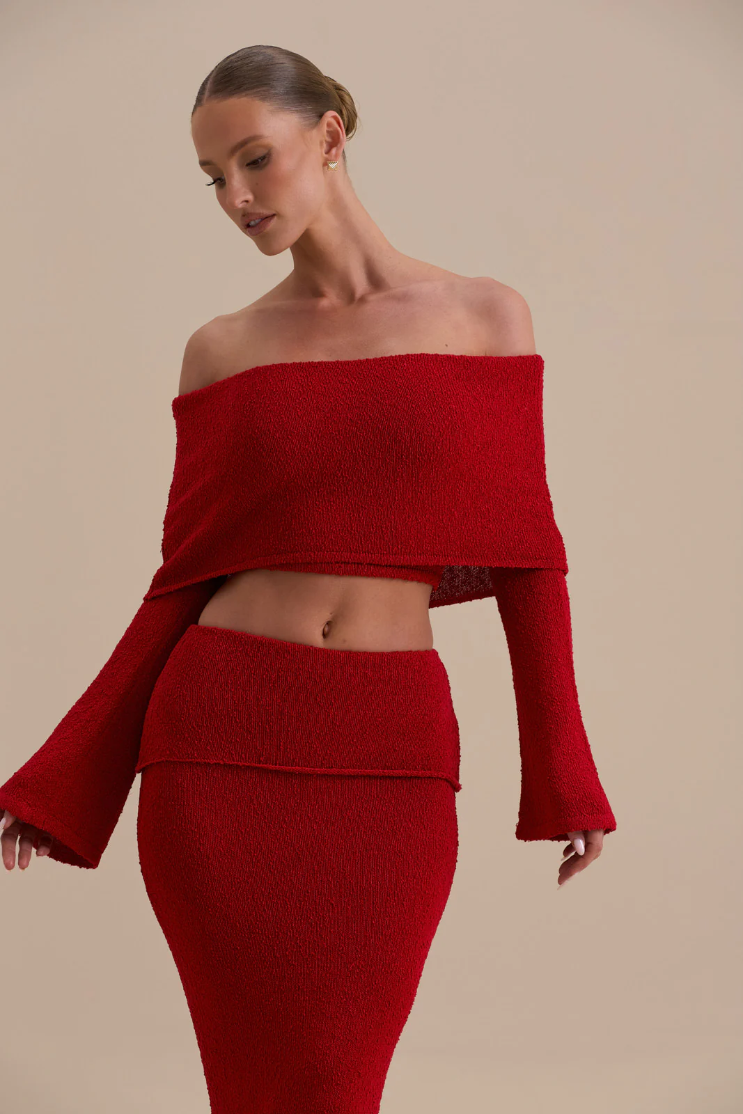 YASMIN BOUCLE KNIT CO-ORD | RED - Image 10