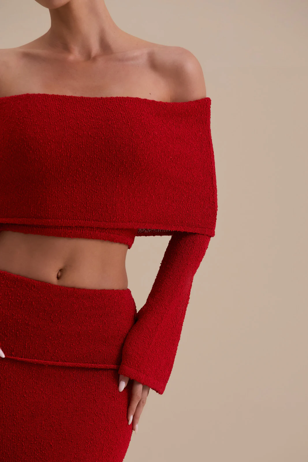 YASMIN BOUCLE KNIT CO-ORD | RED - Image 11