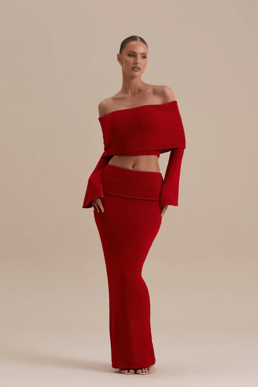 YASMIN BOUCLE KNIT CO-ORD | RED - Image 12