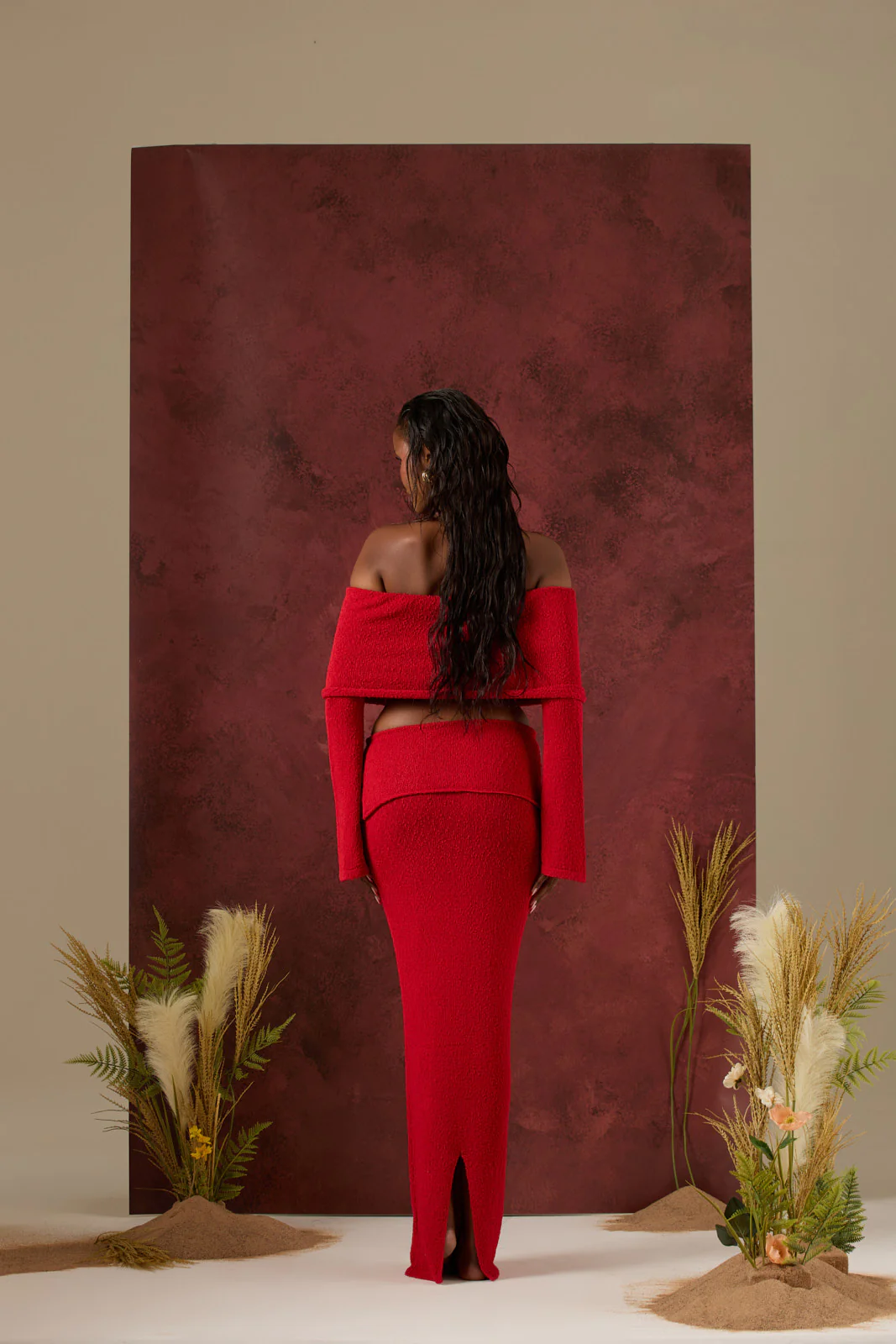 YASMIN BOUCLE KNIT CO-ORD | RED - Image 15