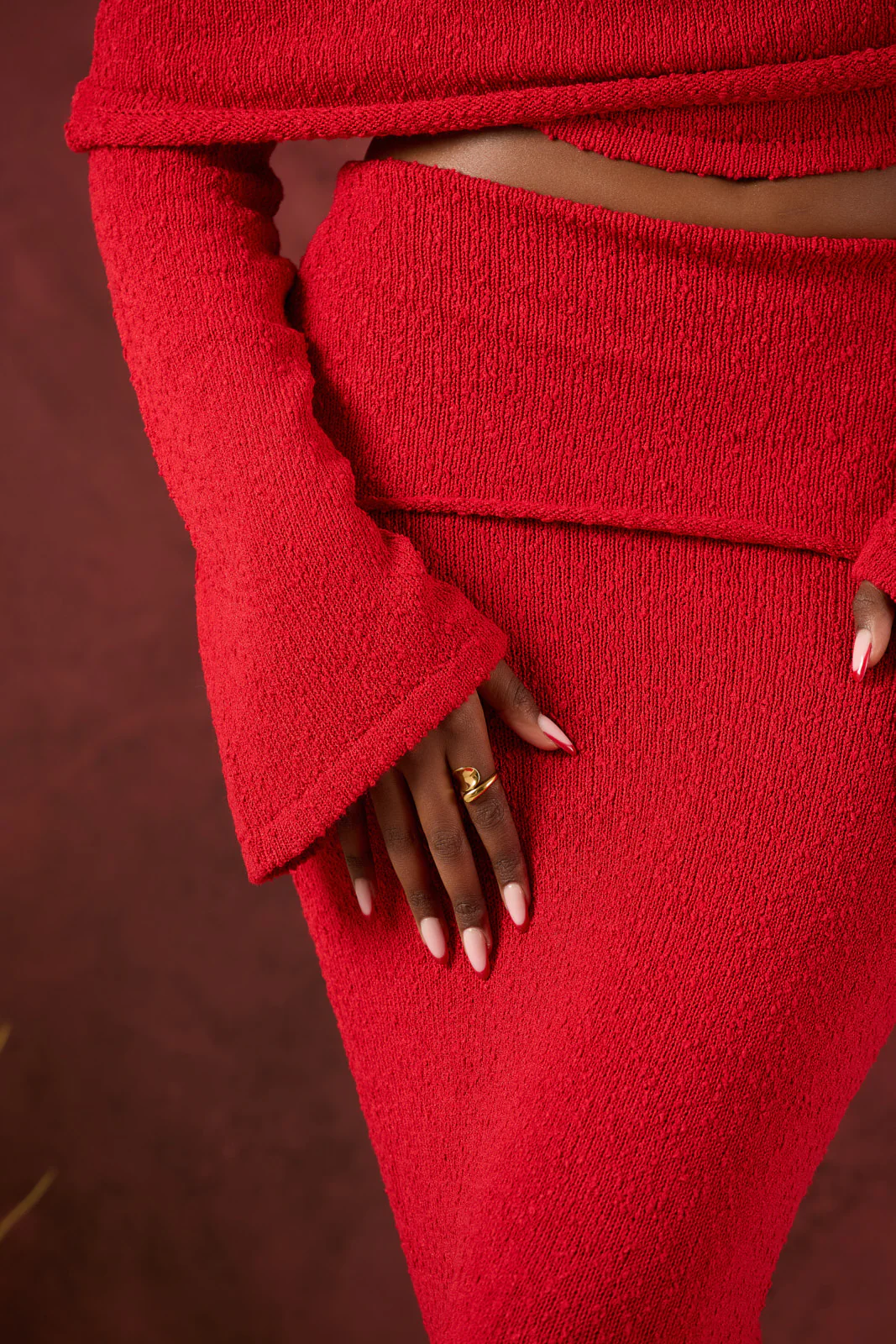 YASMIN BOUCLE KNIT CO-ORD | RED - Image 20