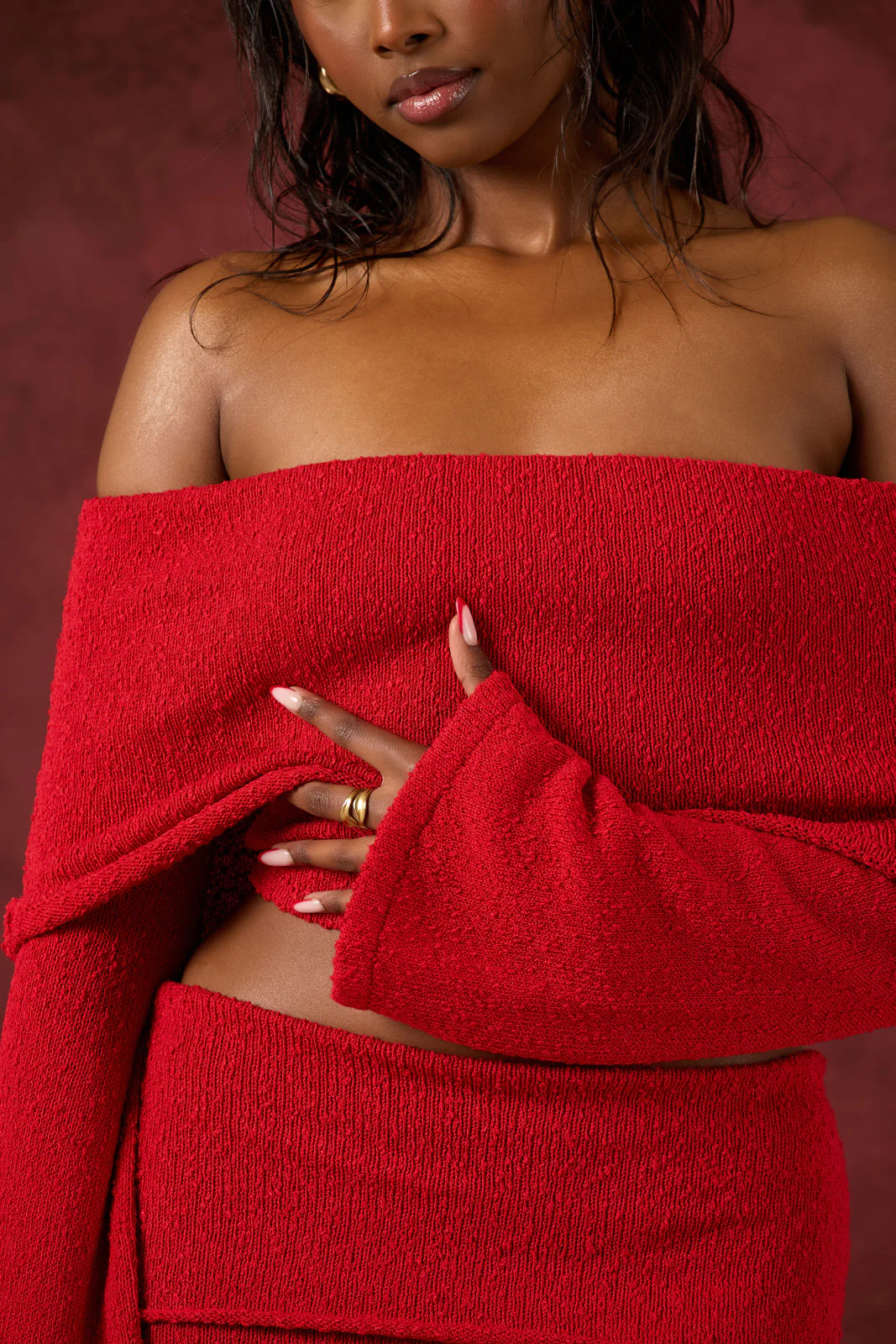 YASMIN BOUCLE KNIT CO-ORD | RED - Image 21