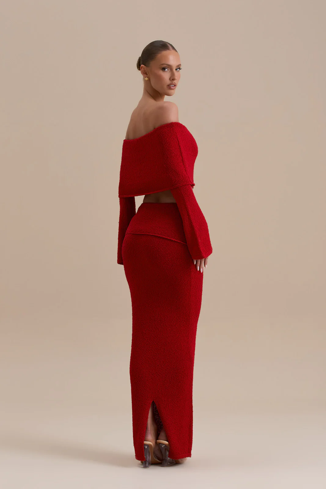 YASMIN BOUCLE KNIT CO-ORD | RED - Image 5